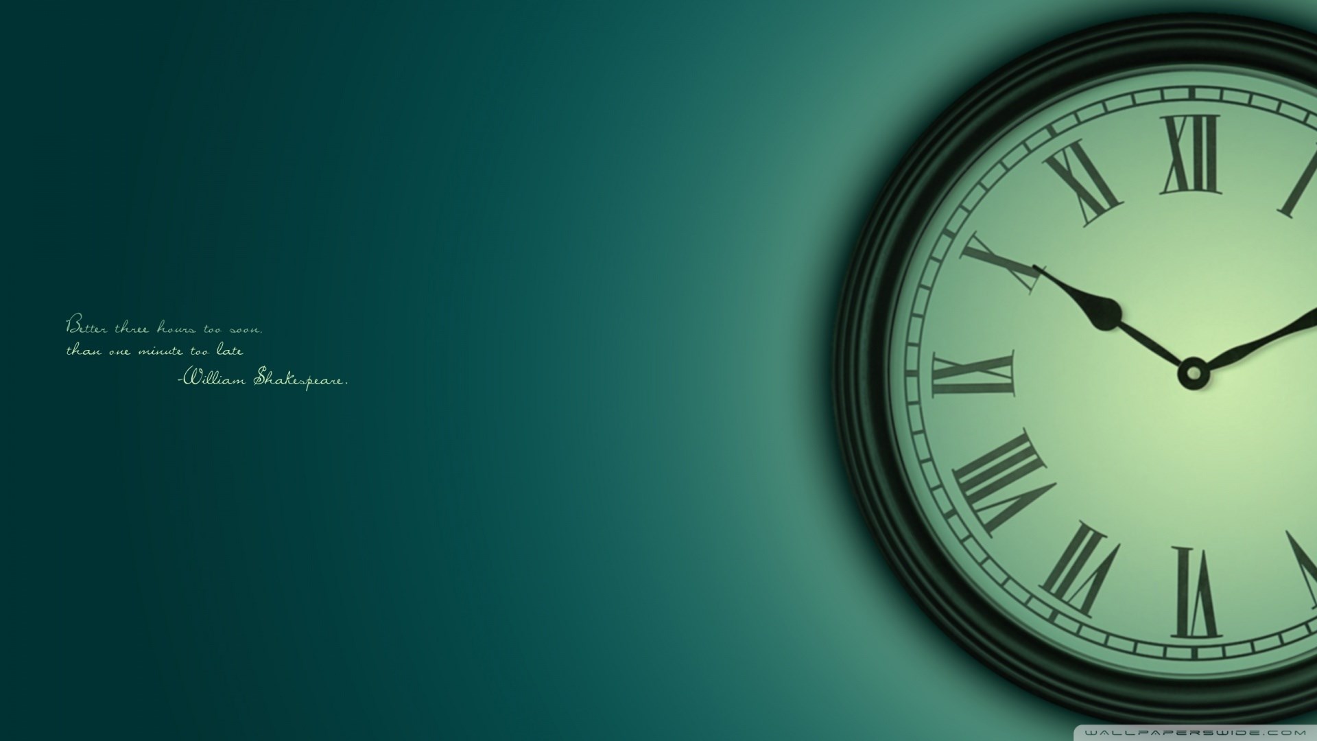 William Shakespeare quote on a clock background HD Wallpaper