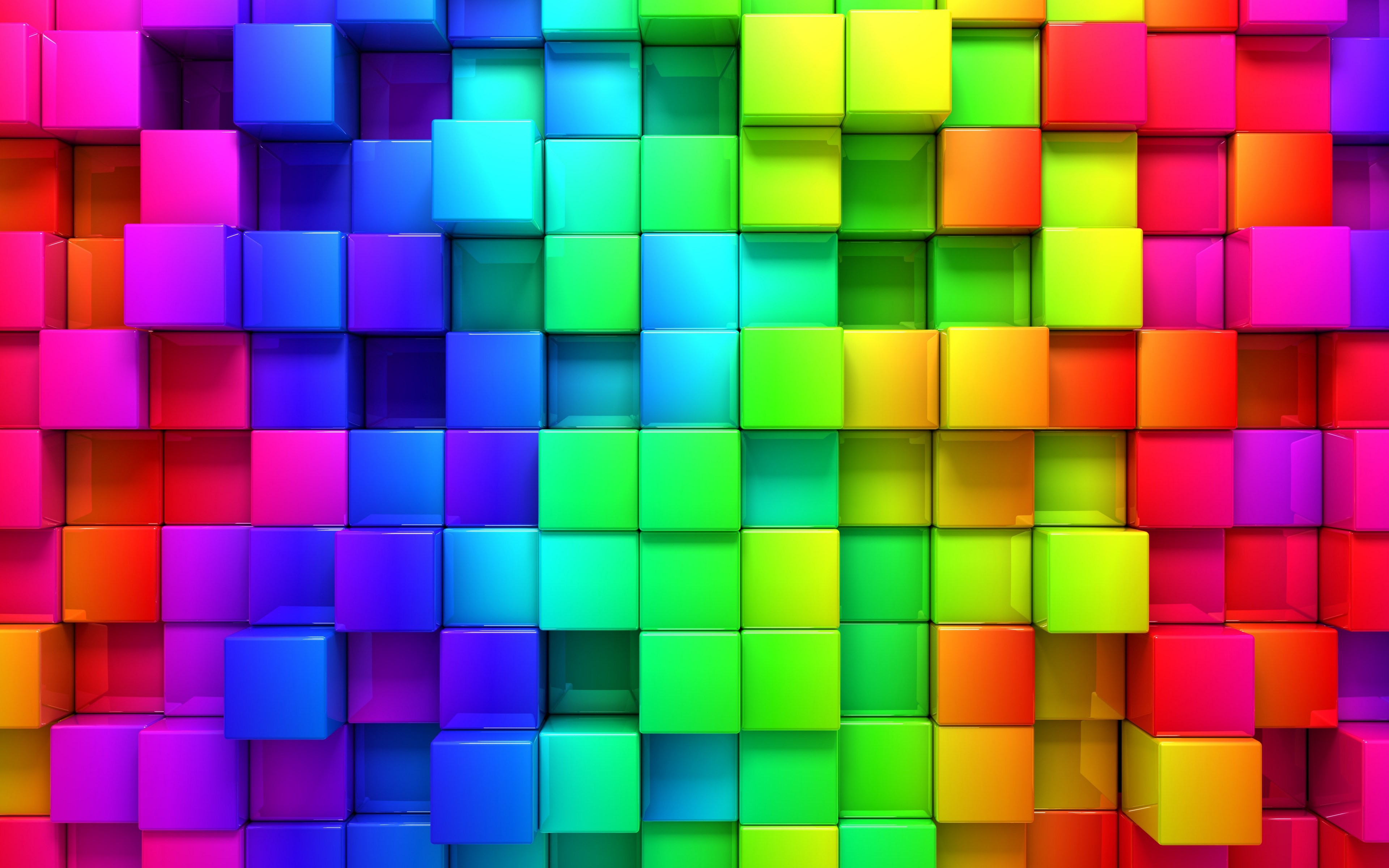 Rainbow colored cubes background HD Wallpaper