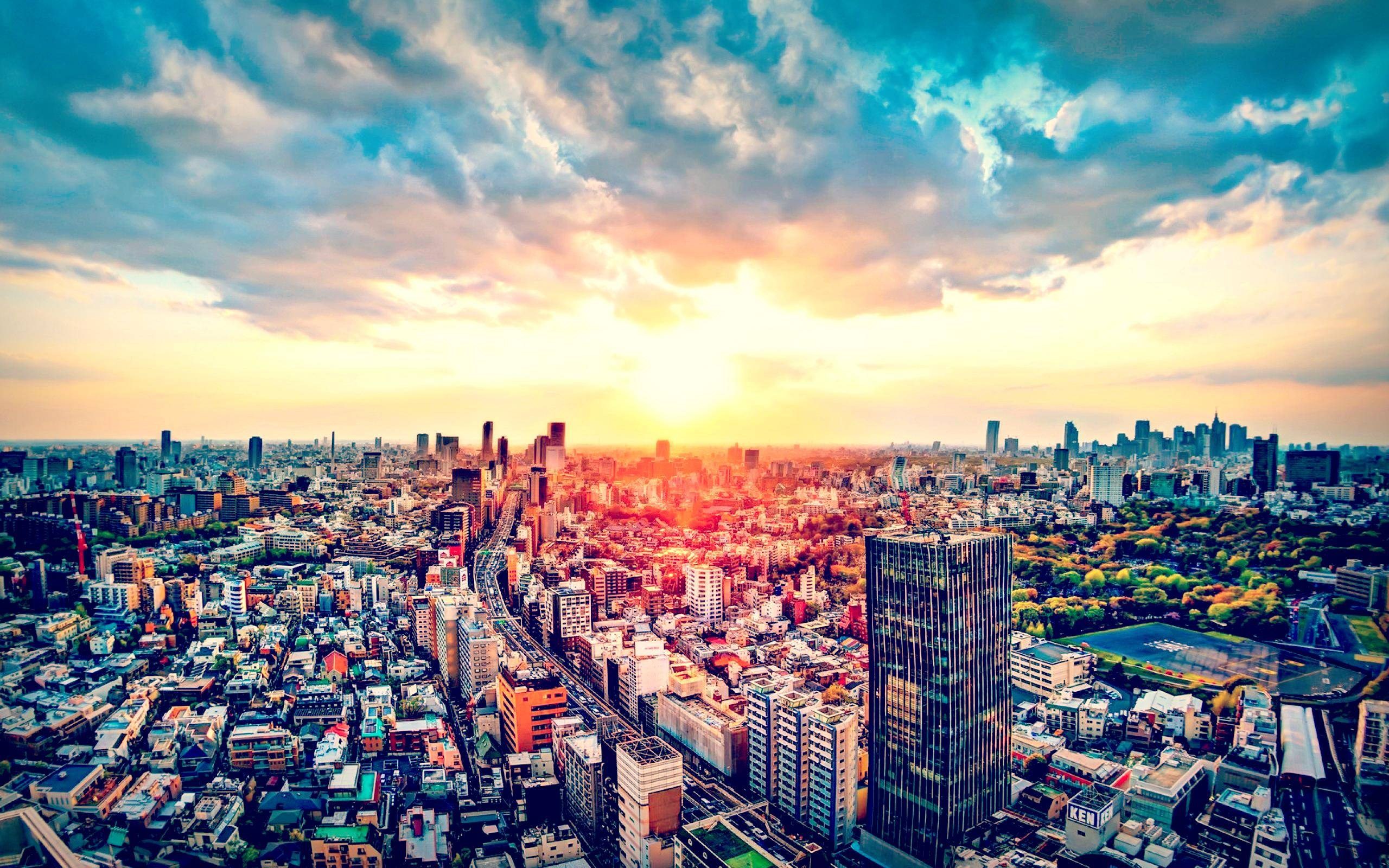 Tokyo Cityscape at Sunset HD Wallpaper
