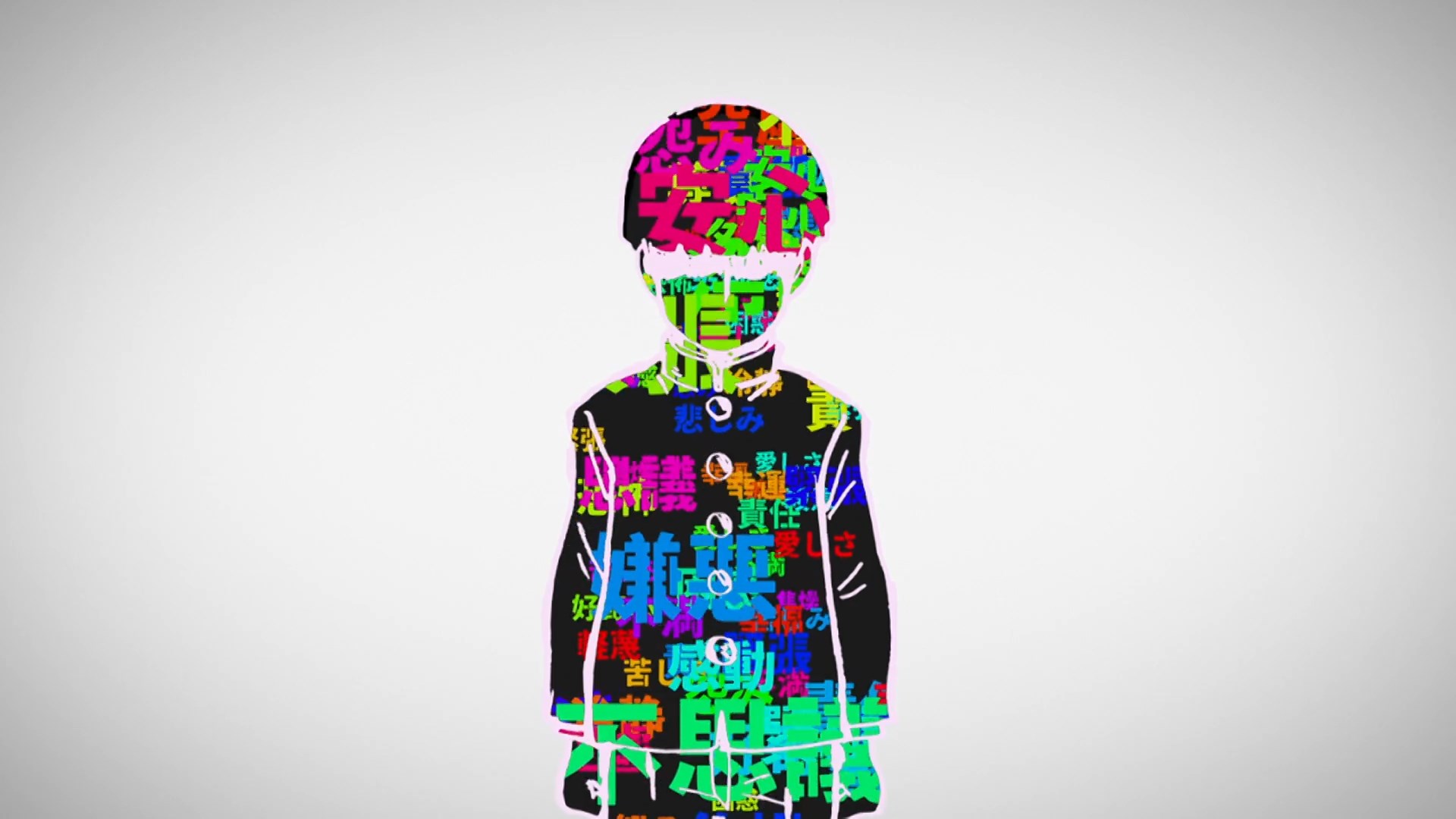Mob Psycho 100 character silhouette with Japanese text HD Wallpaper