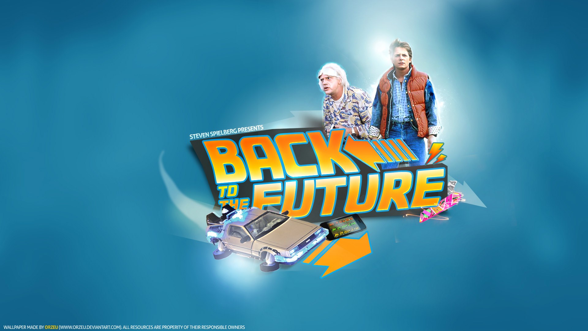 Back to the Future movie poster with DeLorean HD Wallpaper
