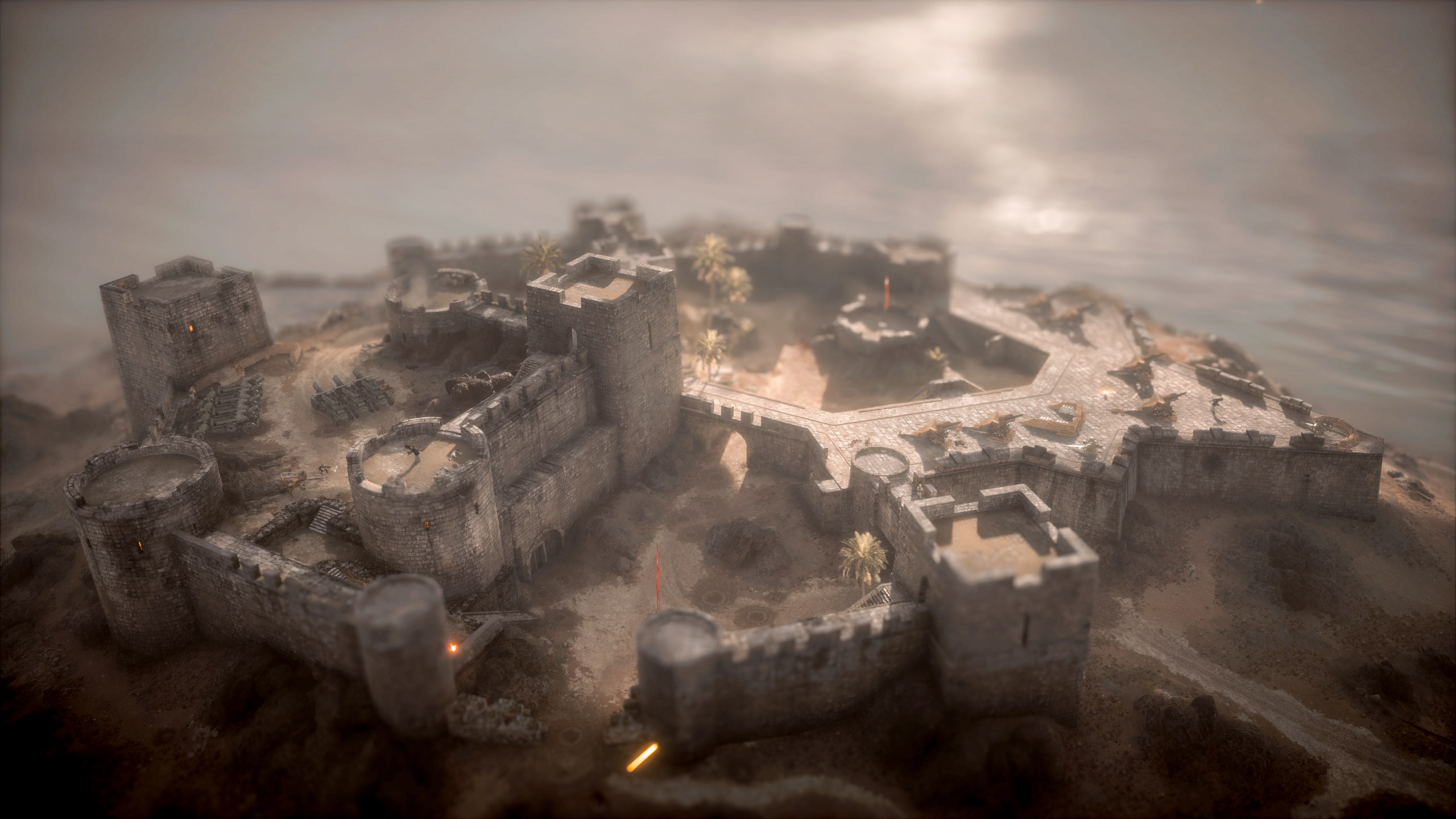 Castle on a hill with a battlefield HD Wallpaper