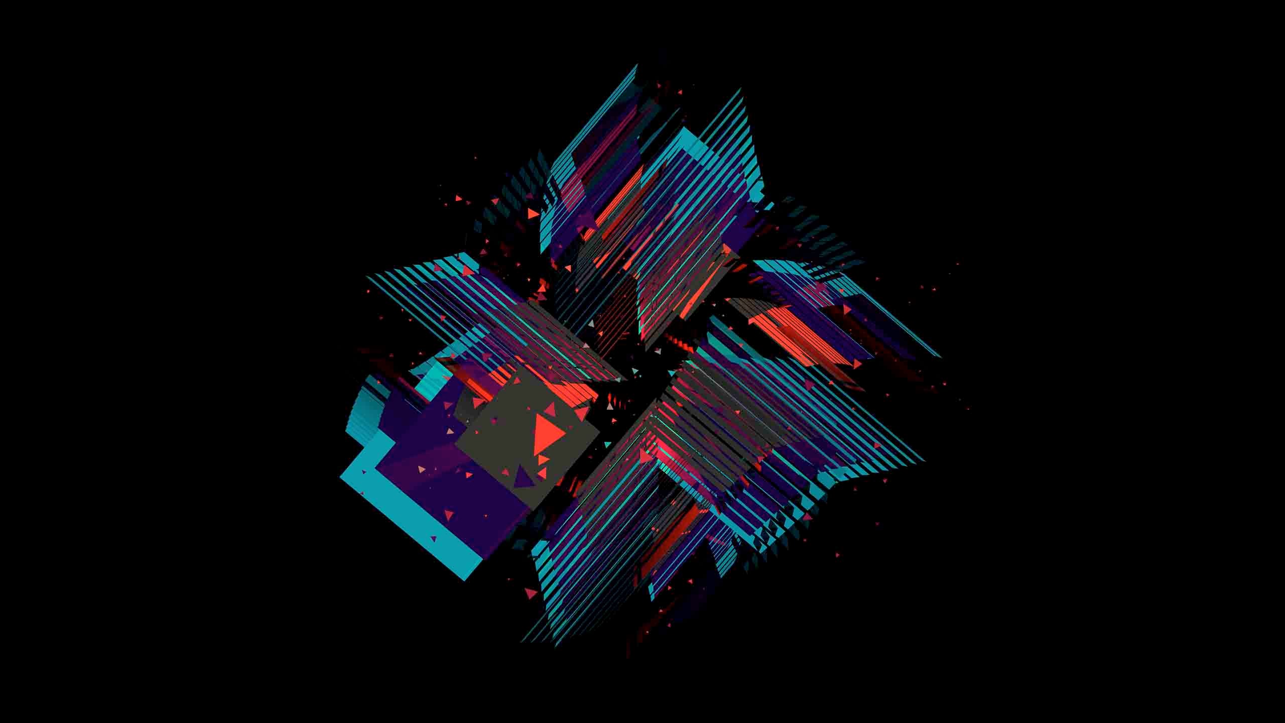 Abstract geometric shapes with colorful facets HD Wallpaper