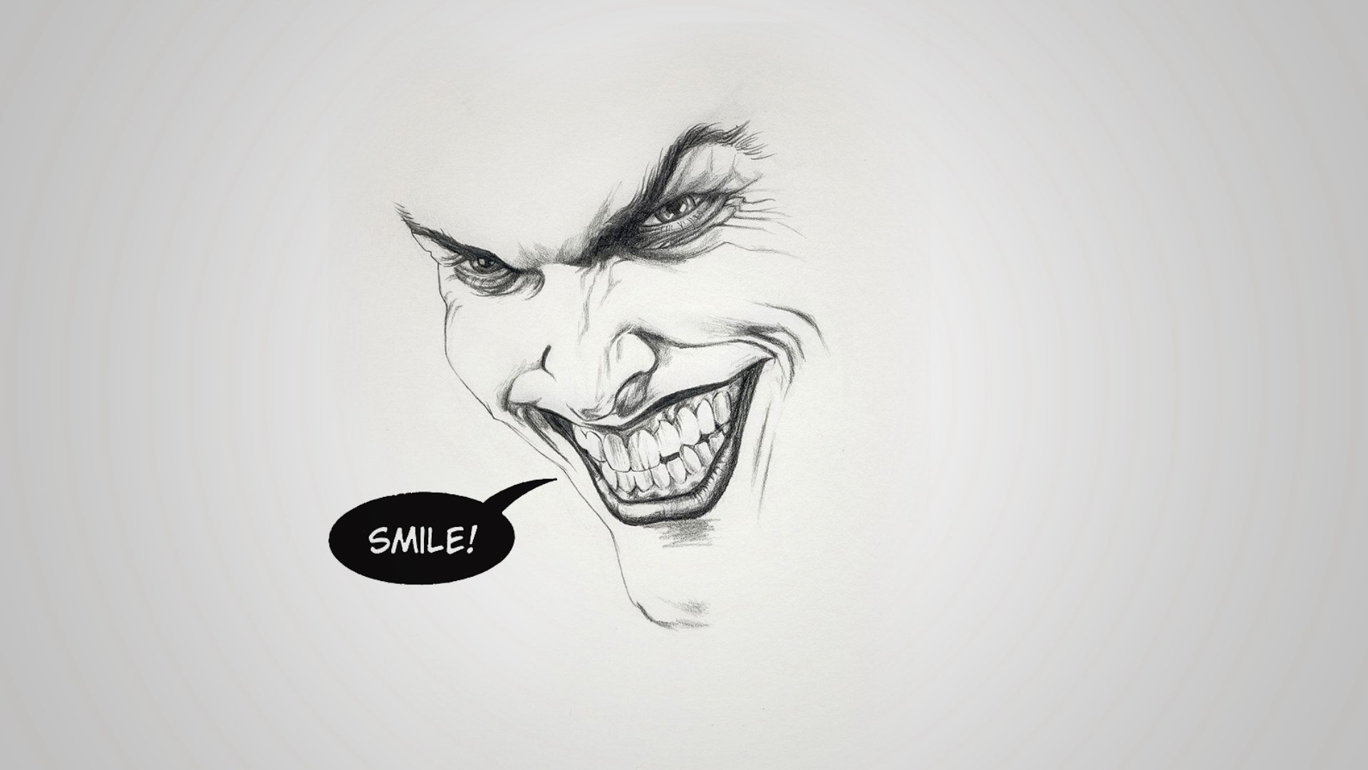 Joker drawing with "SMILE!" speech bubble HD Wallpaper