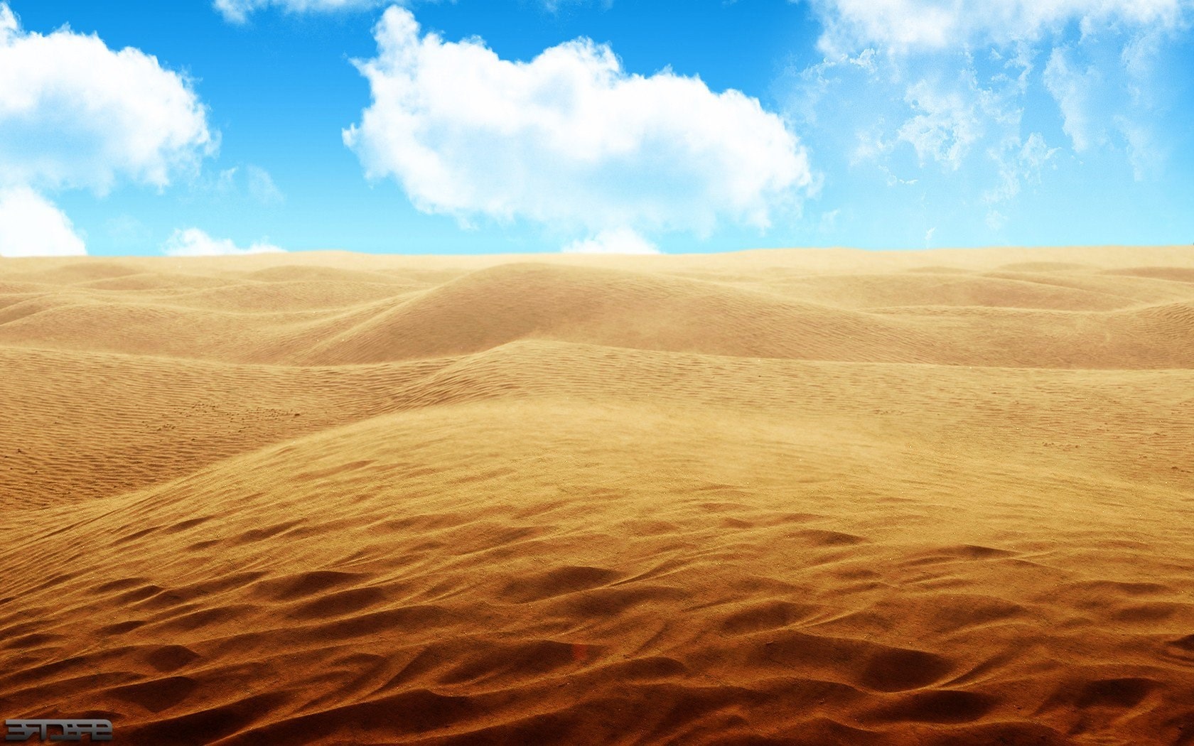 Desert dunes under a blue sky with clouds HD Wallpaper