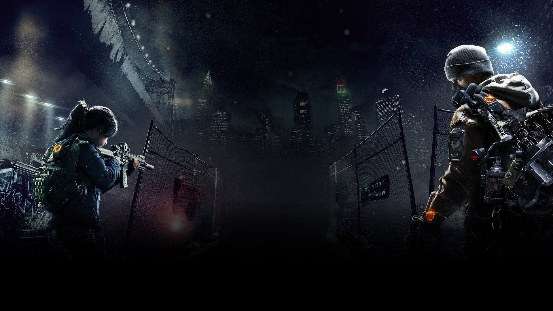The Division characters in a city at night HD Wallpaper