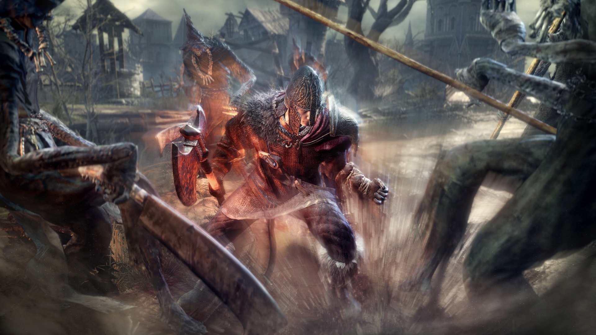 Dark Souls 3 Knight fighting monsters HD Wallpaper
