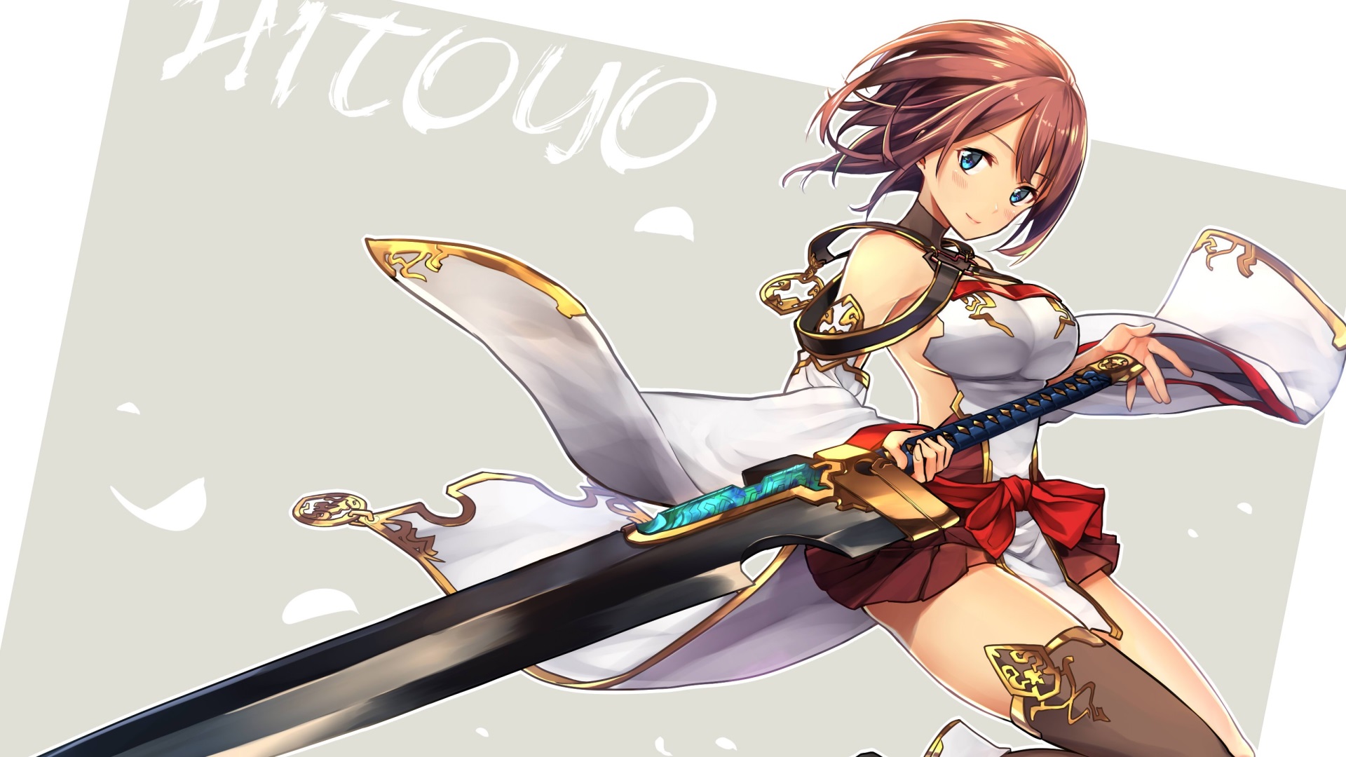 Hitoyo anime girl with sword HD Wallpaper