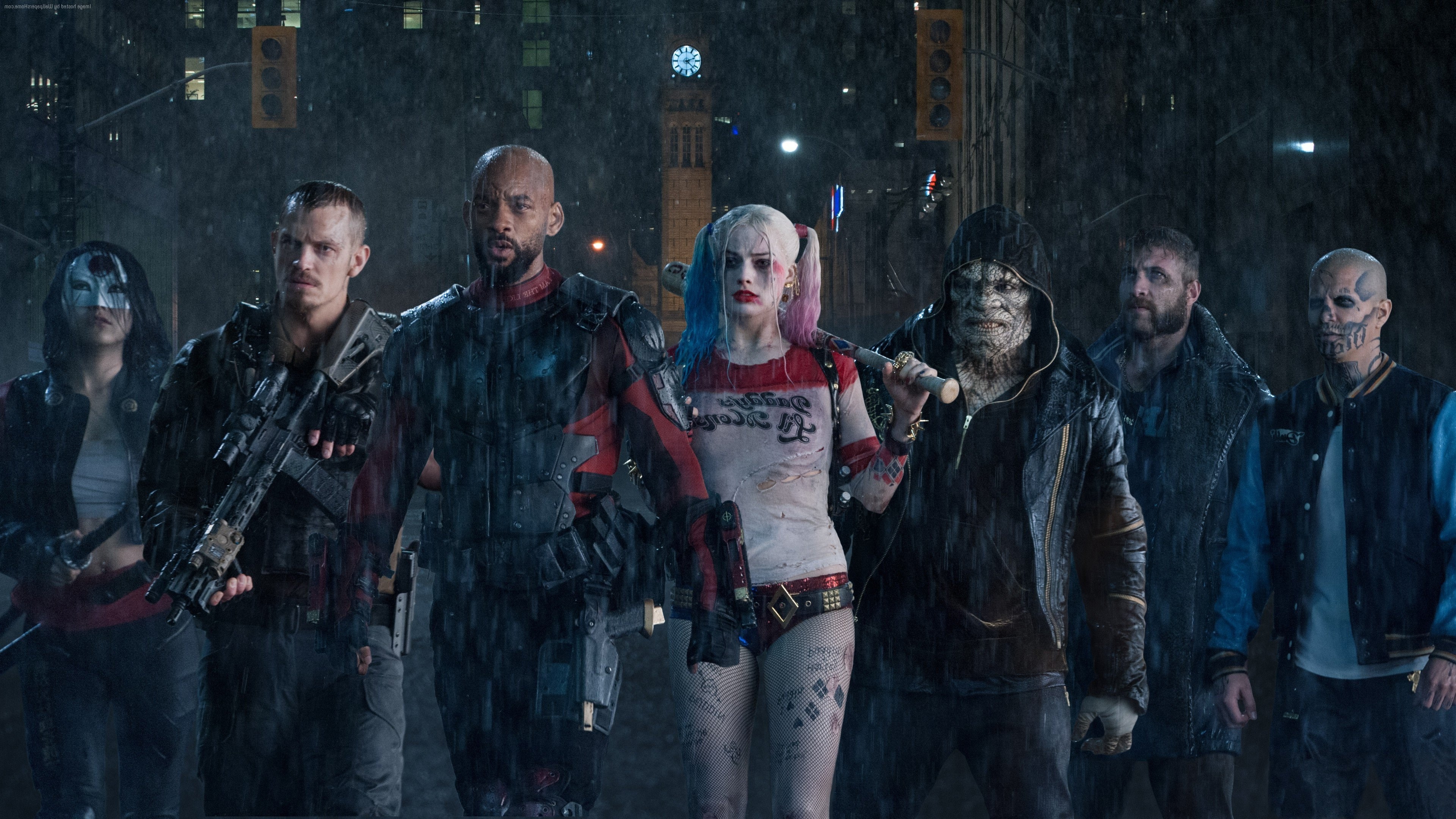 Suicide Squad Characters in Rainy Night 4K HD Wallpaper