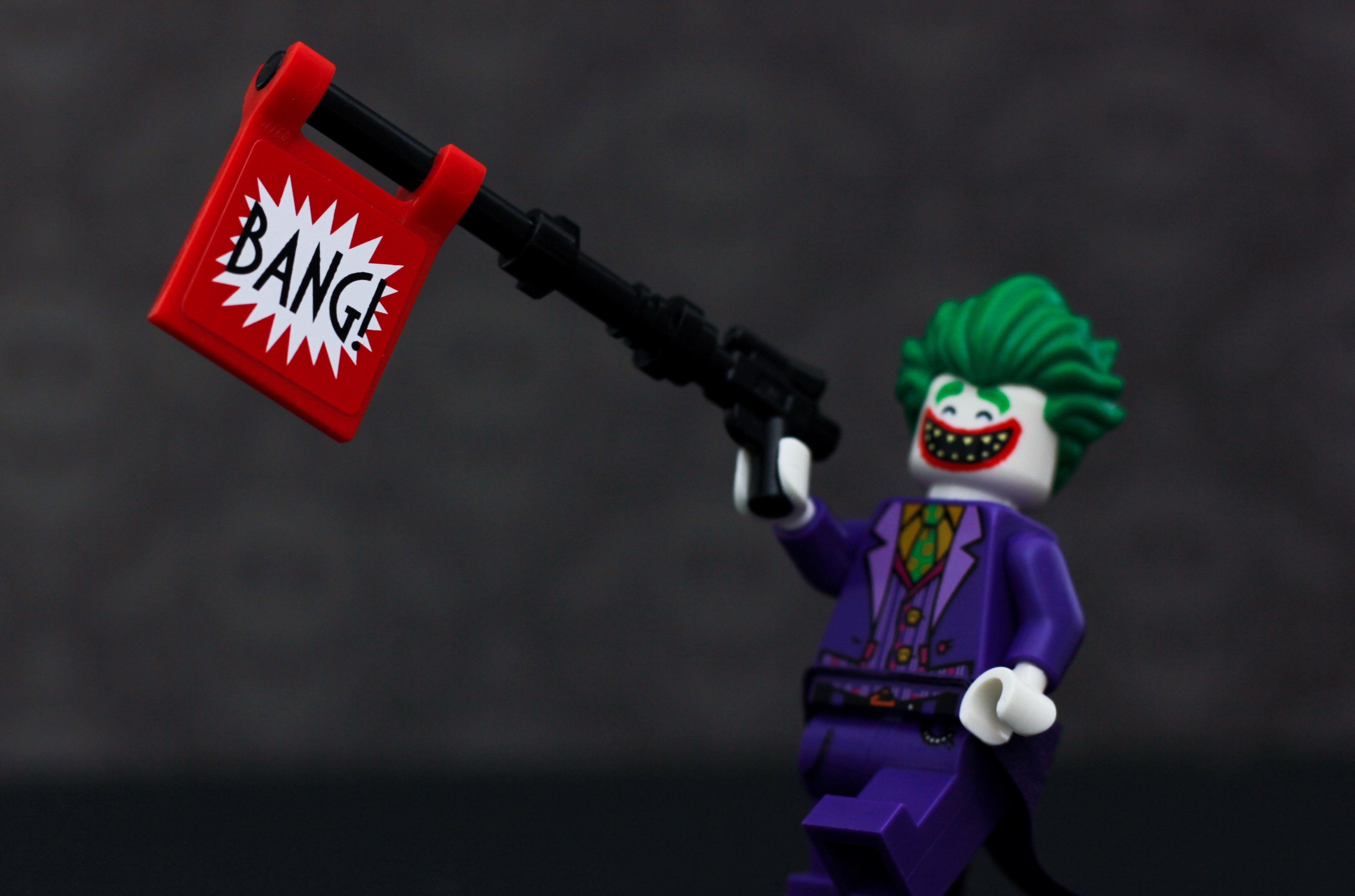 Lego Joker with BANG gun HD Wallpaper