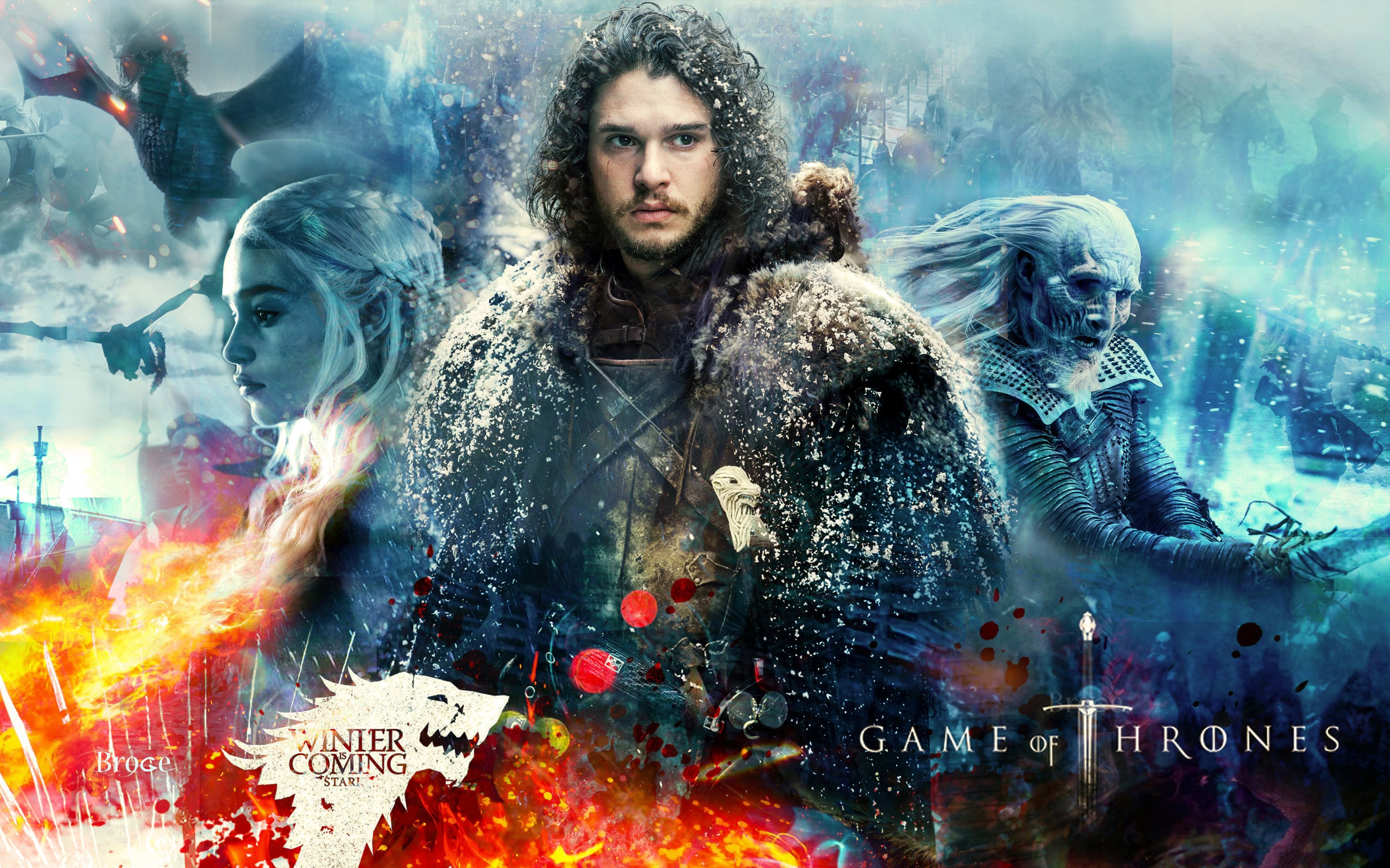 Game of Thrones: Jon Snow, Daenerys Targaryen, and Night King HD Wallpaper