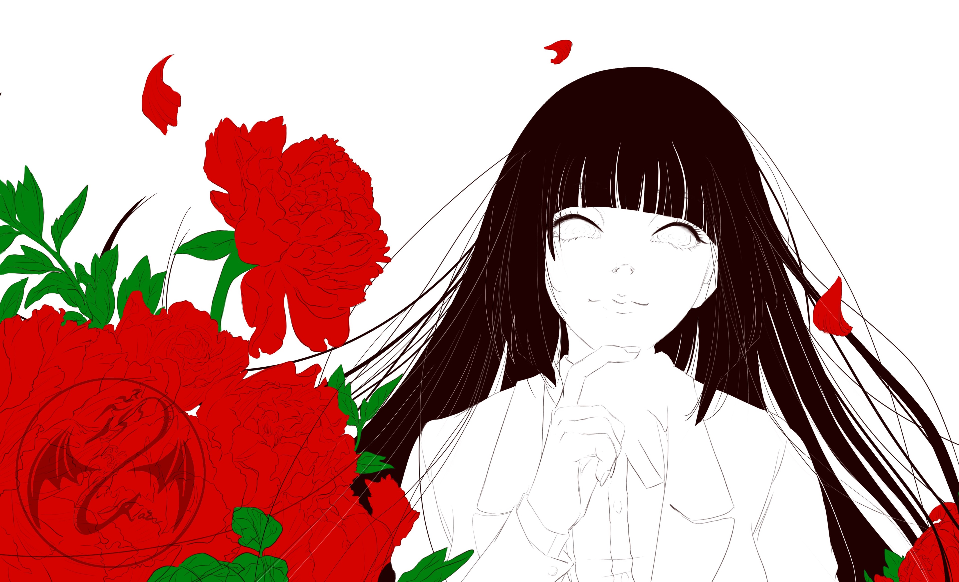 4K Kakegurui anime girl with red flowers HD Wallpaper