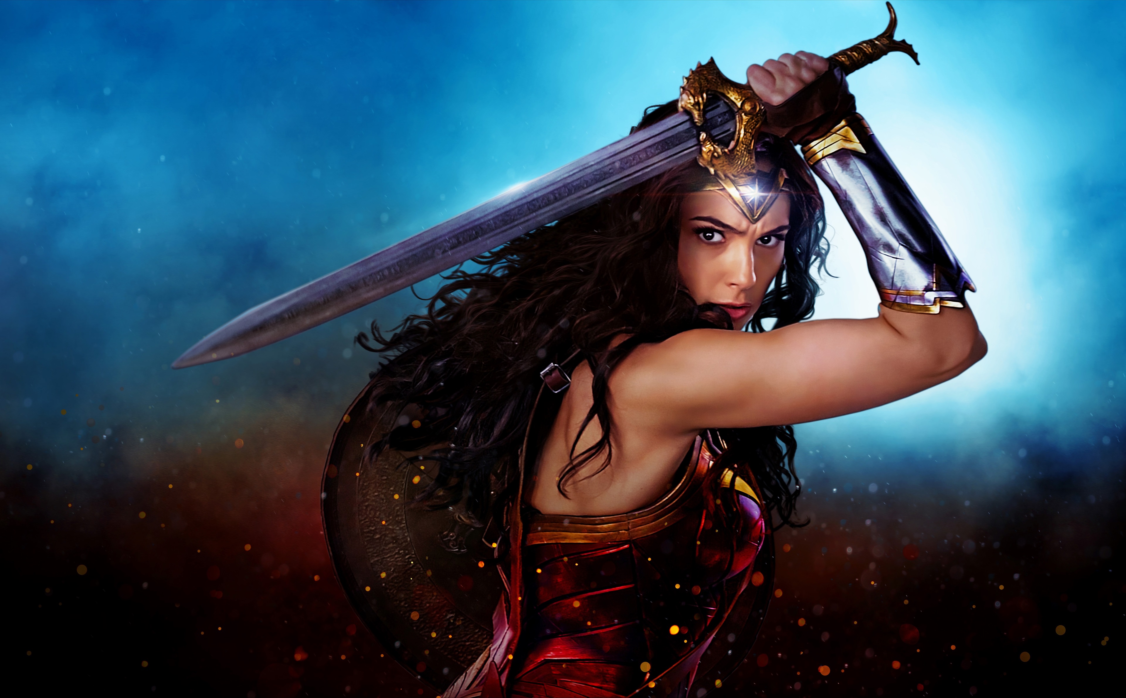 Wonder Woman with Sword and Shield HD Wallpaper