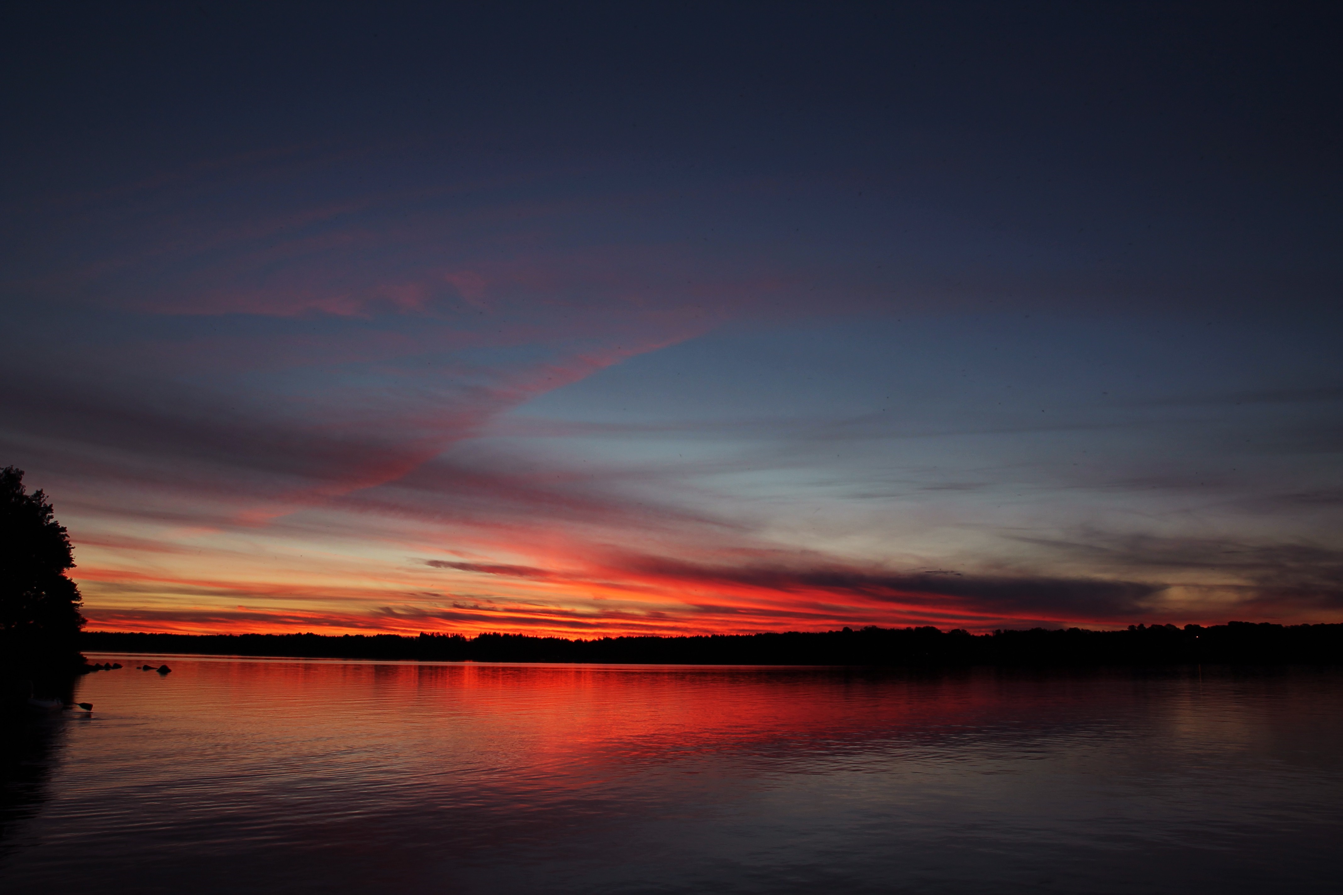 Sunset over a lake in Sweden HD Wallpaper
