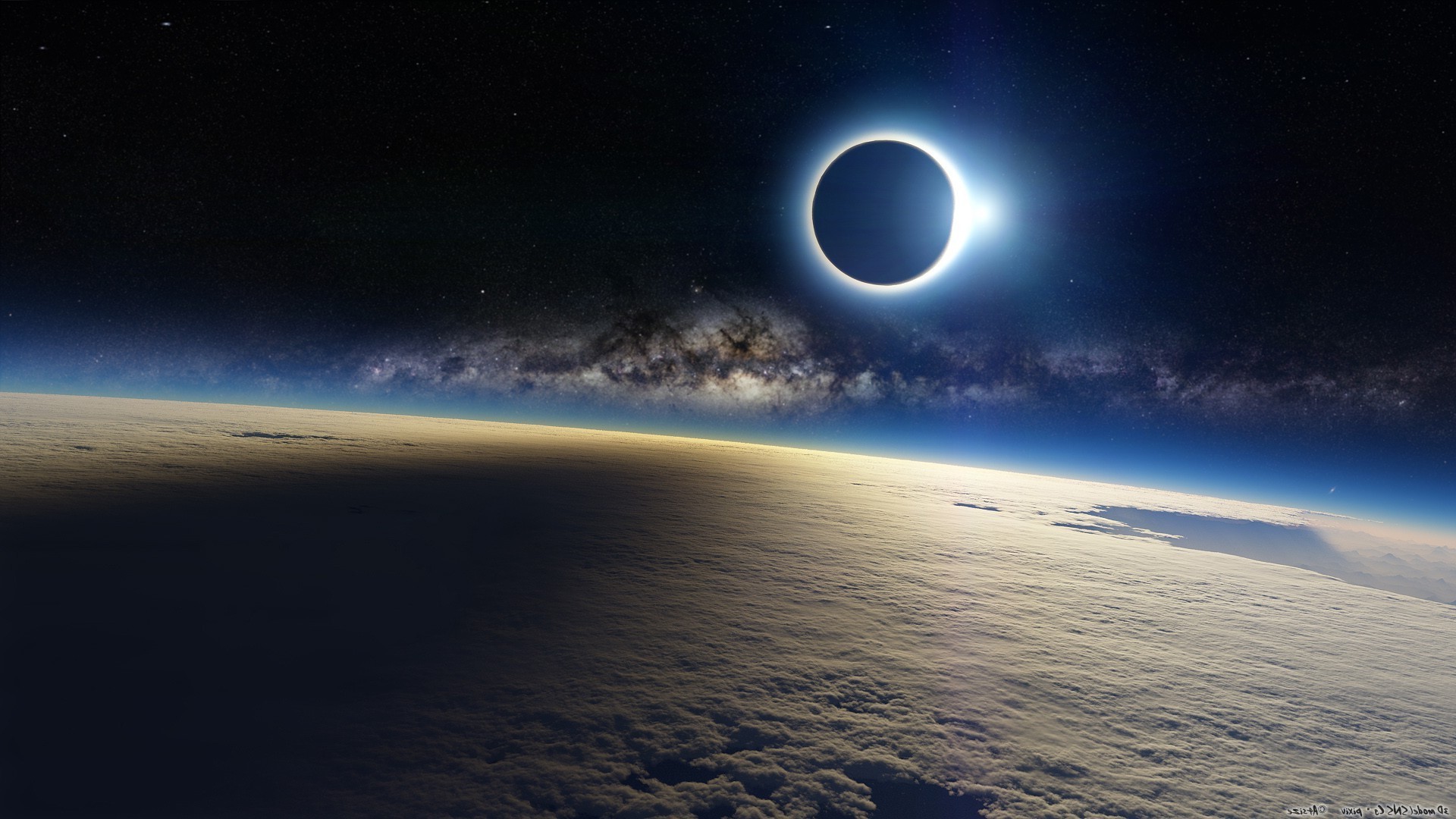 Solar Eclipse Over Earth with Milky Way HD Wallpaper
