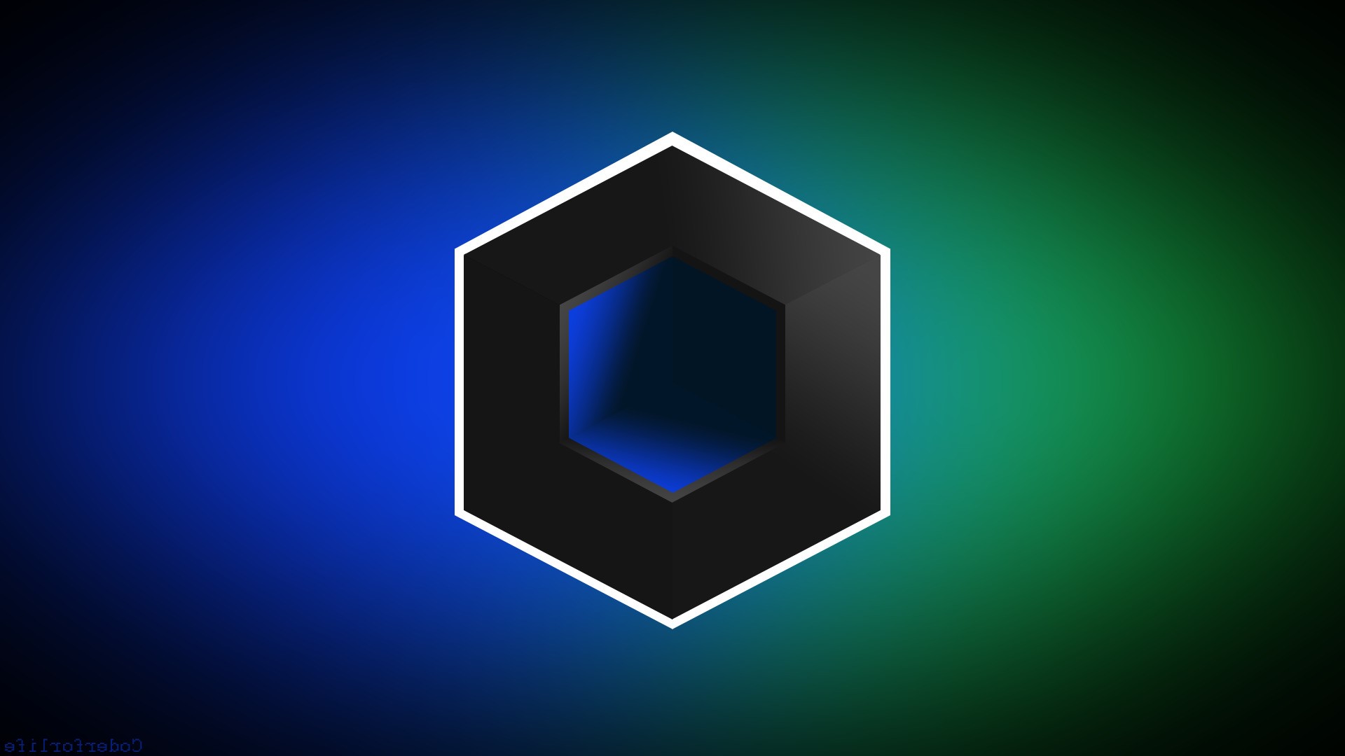 Abstract 3D Hexagonal Shape with Blue and Green Gradient HD Wallpaper