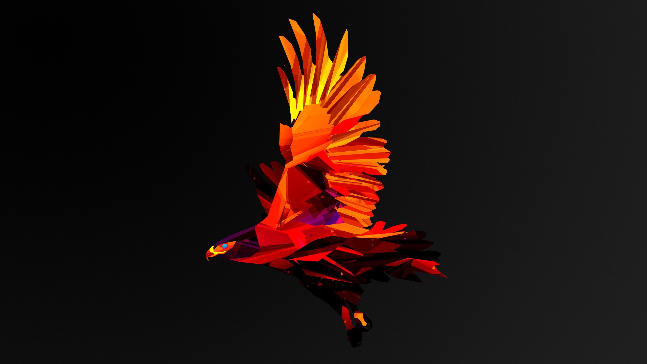 Low poly eagle in flight, digital art HD Wallpaper