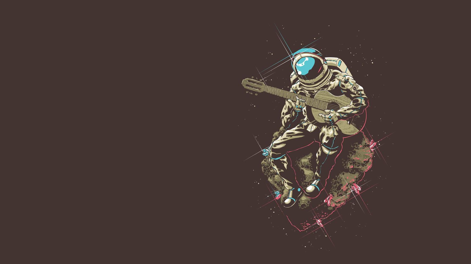 Astronaut playing guitar in space HD Wallpaper