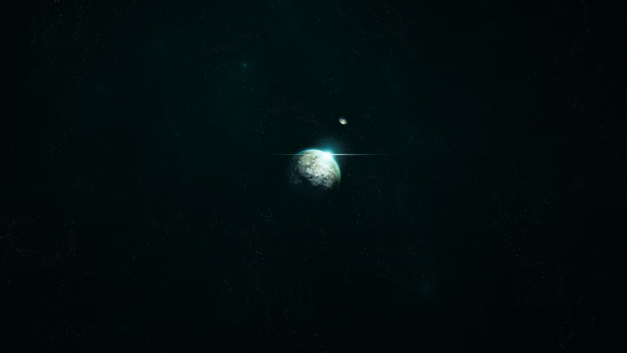 Planets and moon in deep space with stars HD Wallpaper