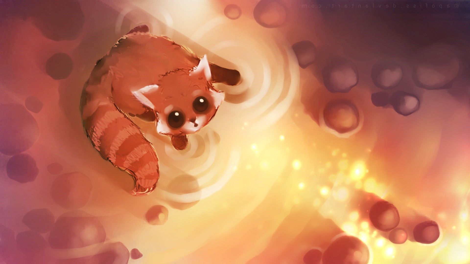 Red Panda in a Magical Water World HD Wallpaper