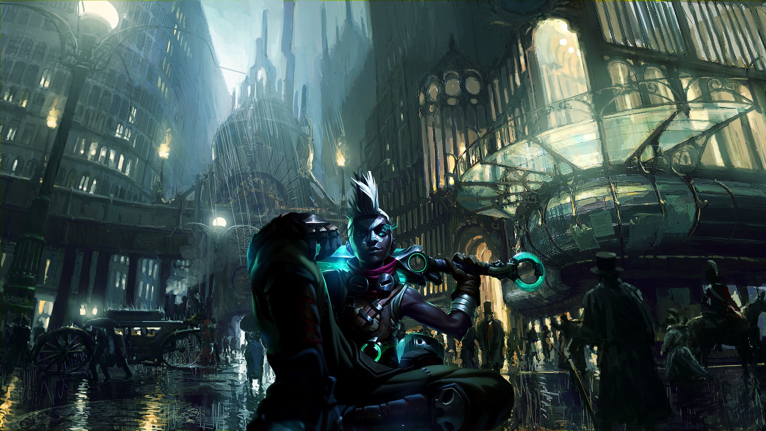 Ekko from League of Legends in a futuristic city HD Wallpaper
