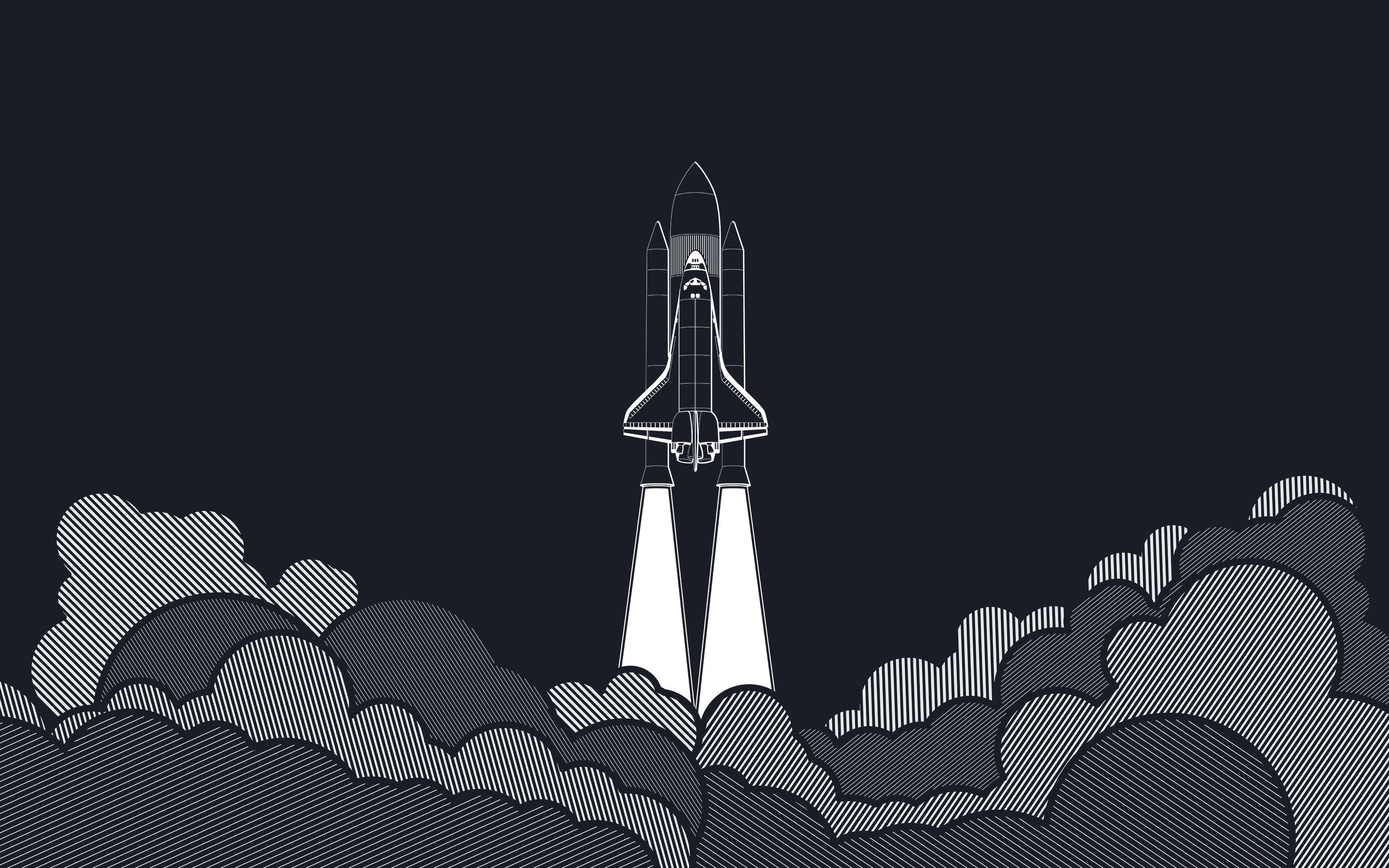 Space Shuttle Launching Through Clouds HD Wallpaper