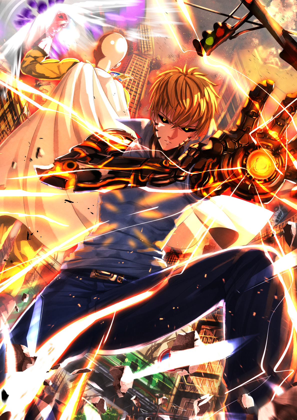 Genos and Saitama from One Punch Man HD Wallpaper