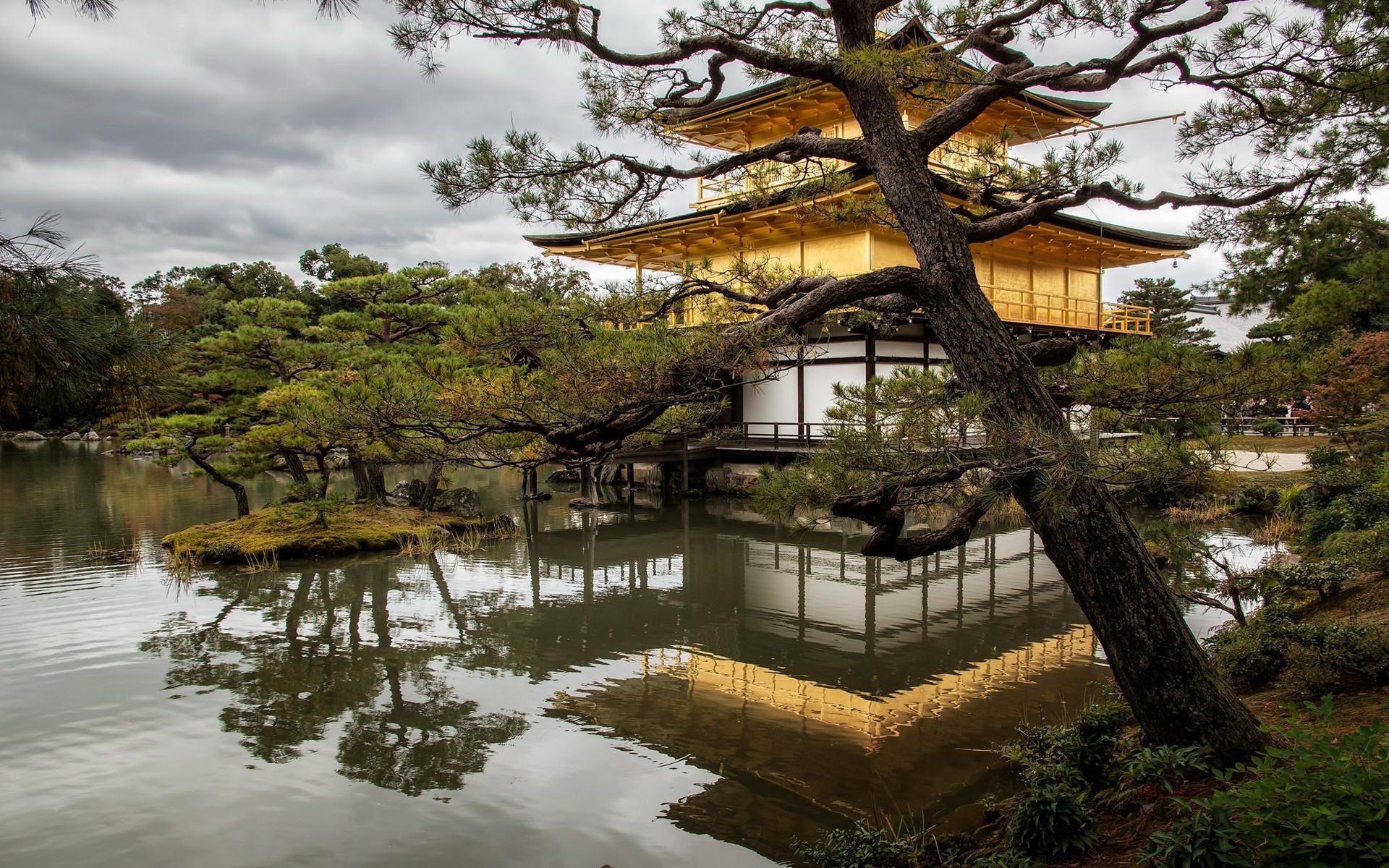 Kinkaku-ji Temple Reflecting on Tranquil Pond in Kyoto HD Wallpaper