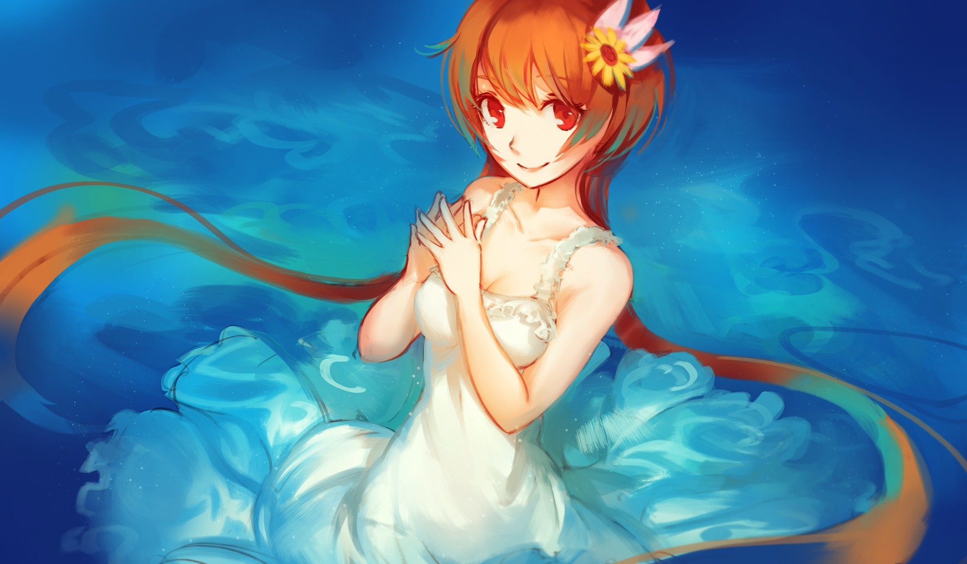 Marika Tachibana from Nisekoi in a white dress in water HD Wallpaper