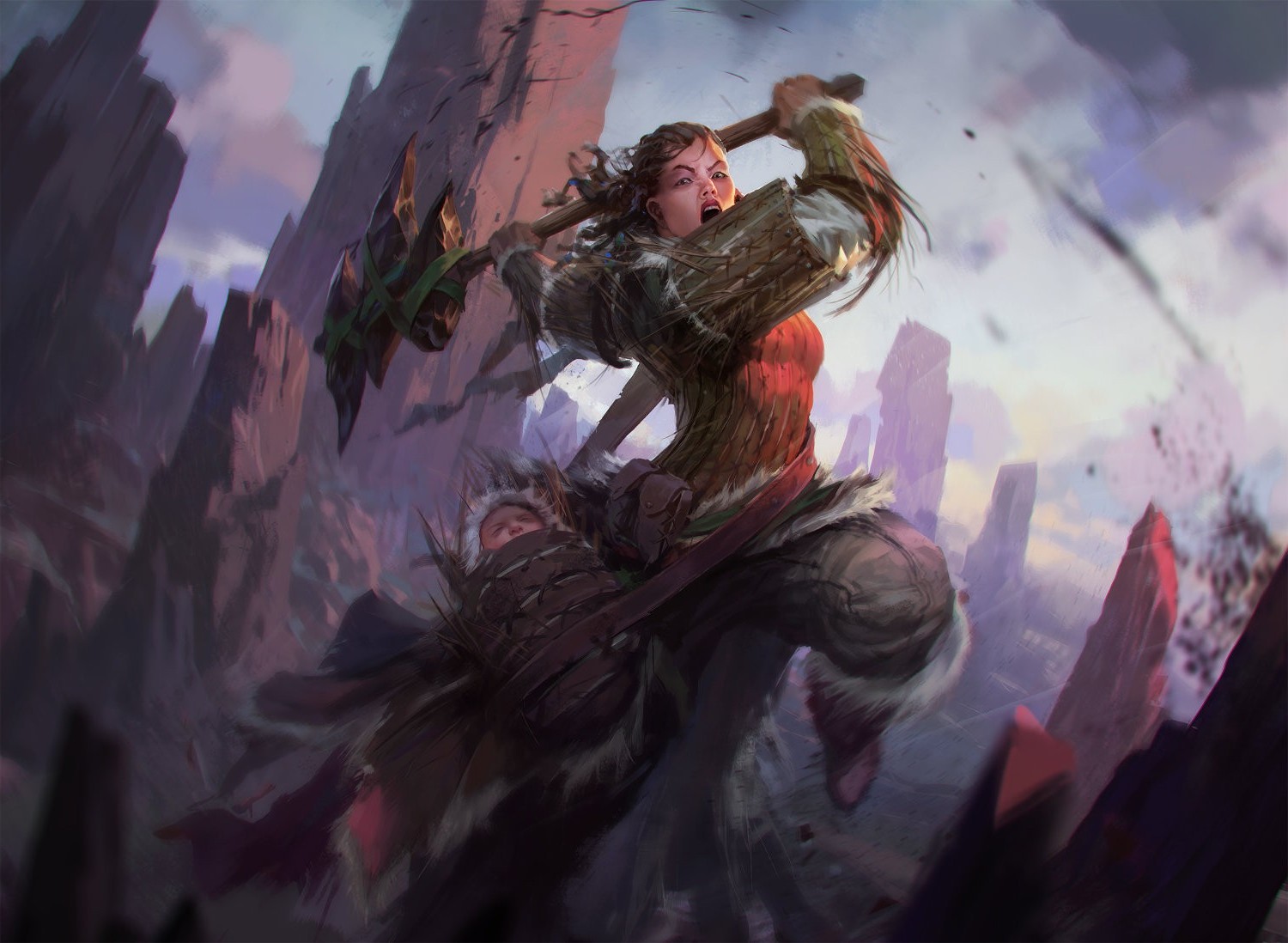 Warrior with hammer and baby from Magic the Gathering HD Wallpaper