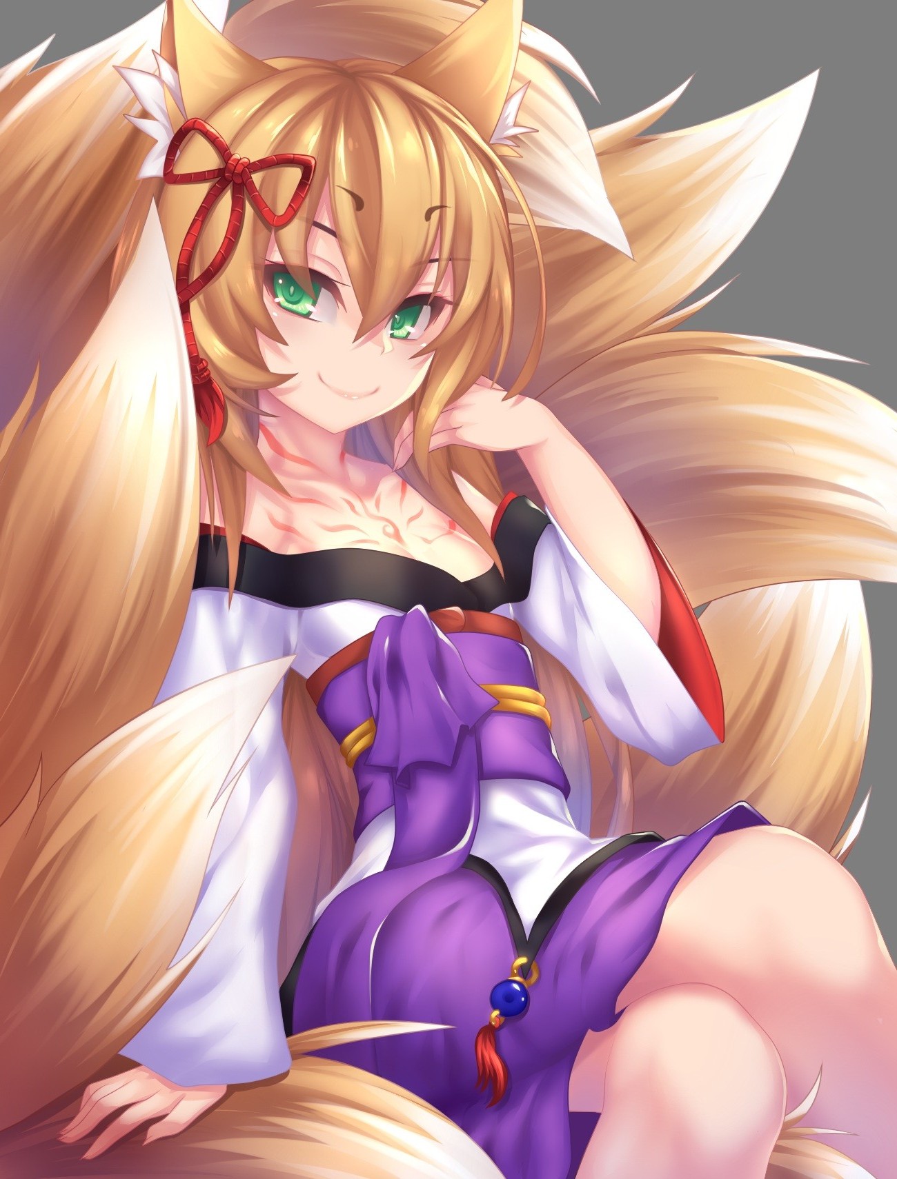Anime Kitsune Girl in Kimono HD Wallpaper