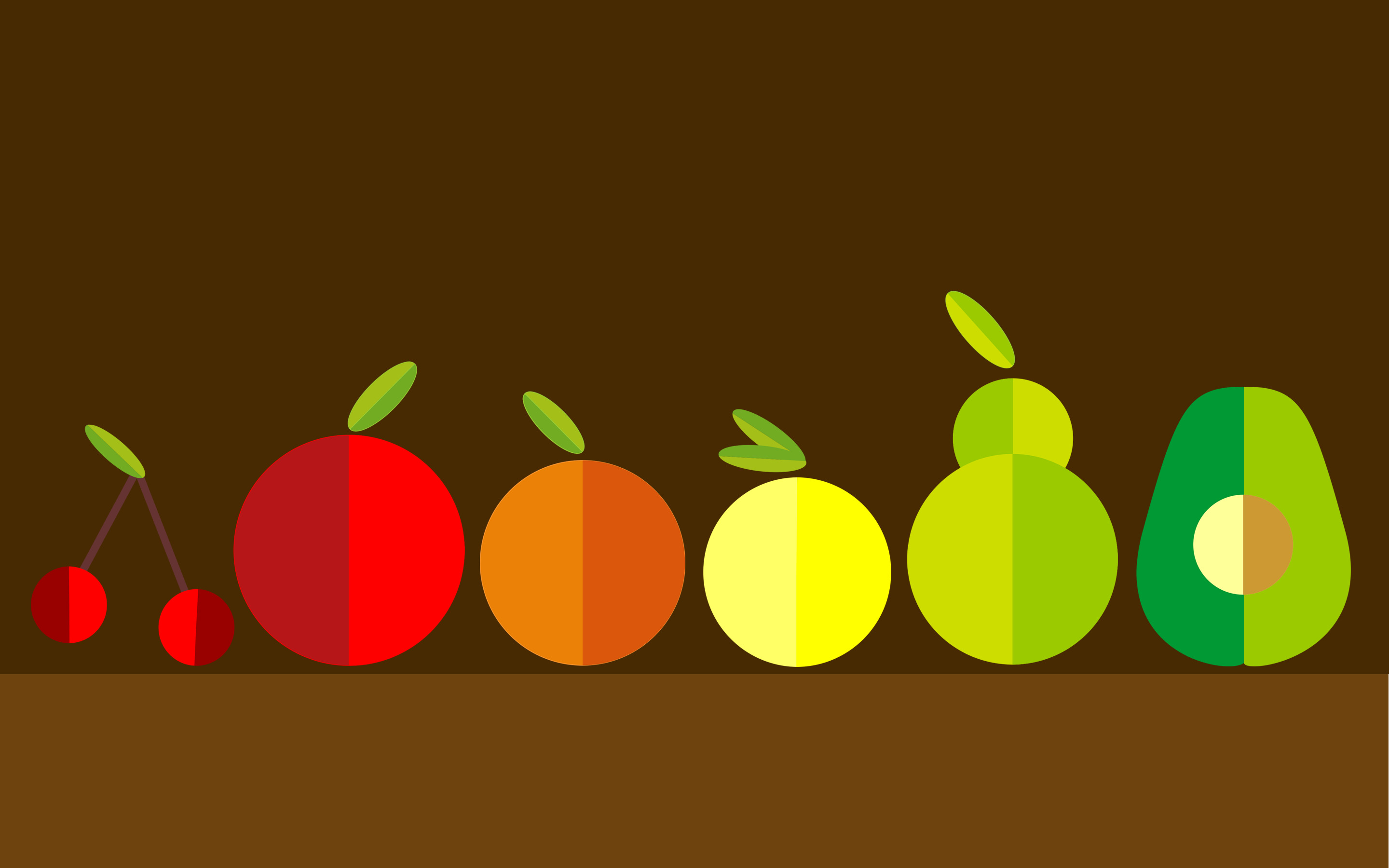 Minimalist digital art of fruits in a row HD Wallpaper