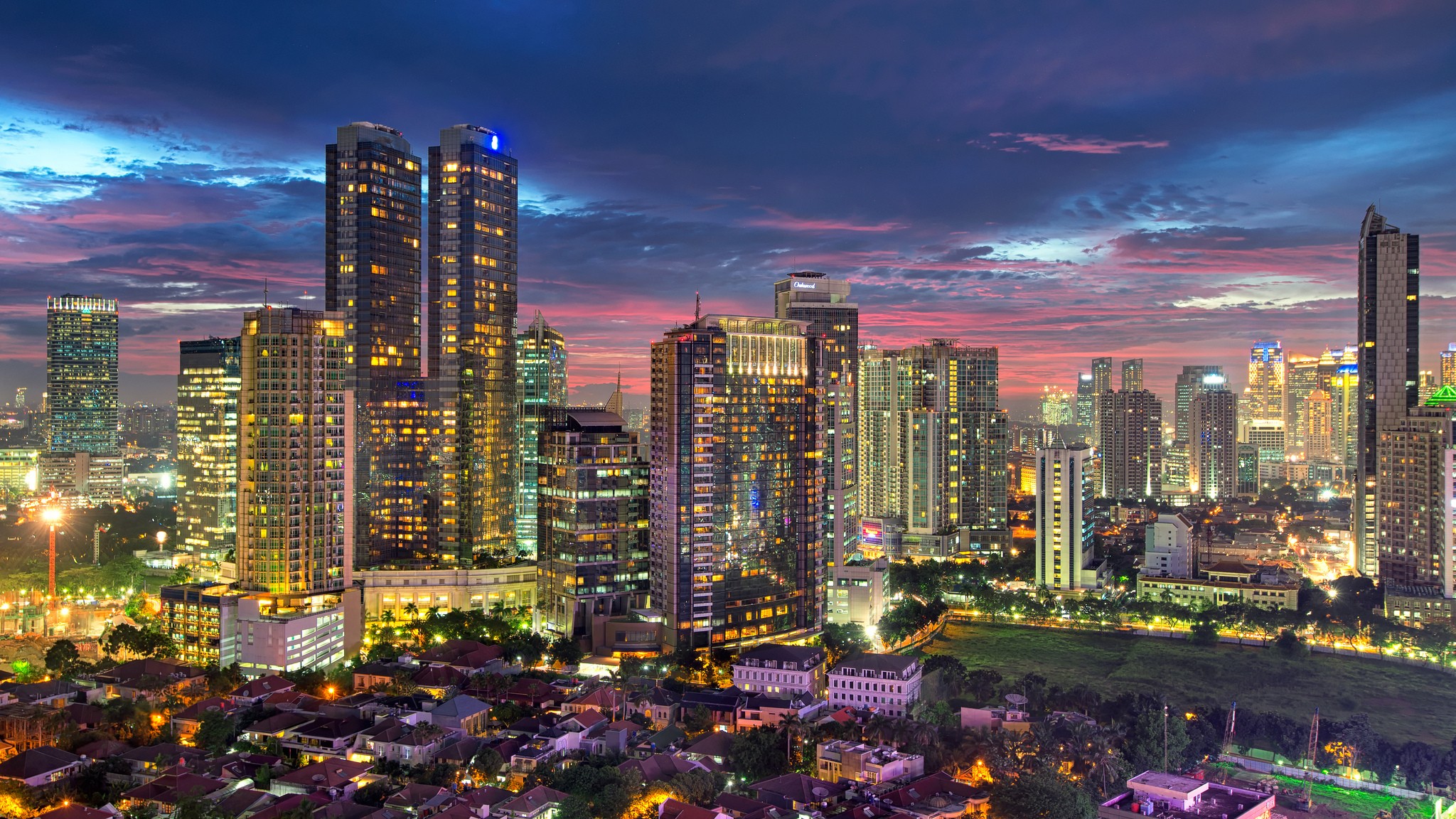 Jakarta Cityscape at Dusk HD Wallpaper