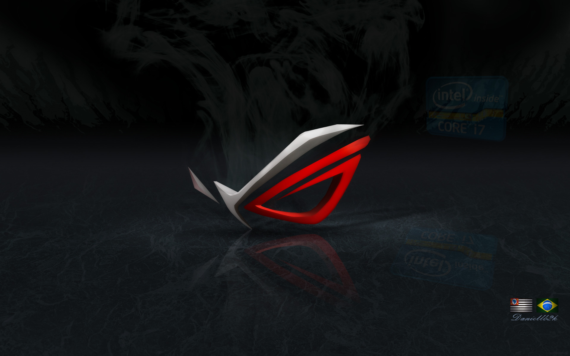 ASUS ROG logo with Intel Core i7 sticker HD Wallpaper