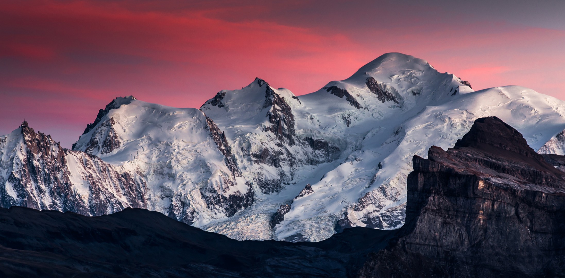 Mont Blanc mountains at sunset HD Wallpaper