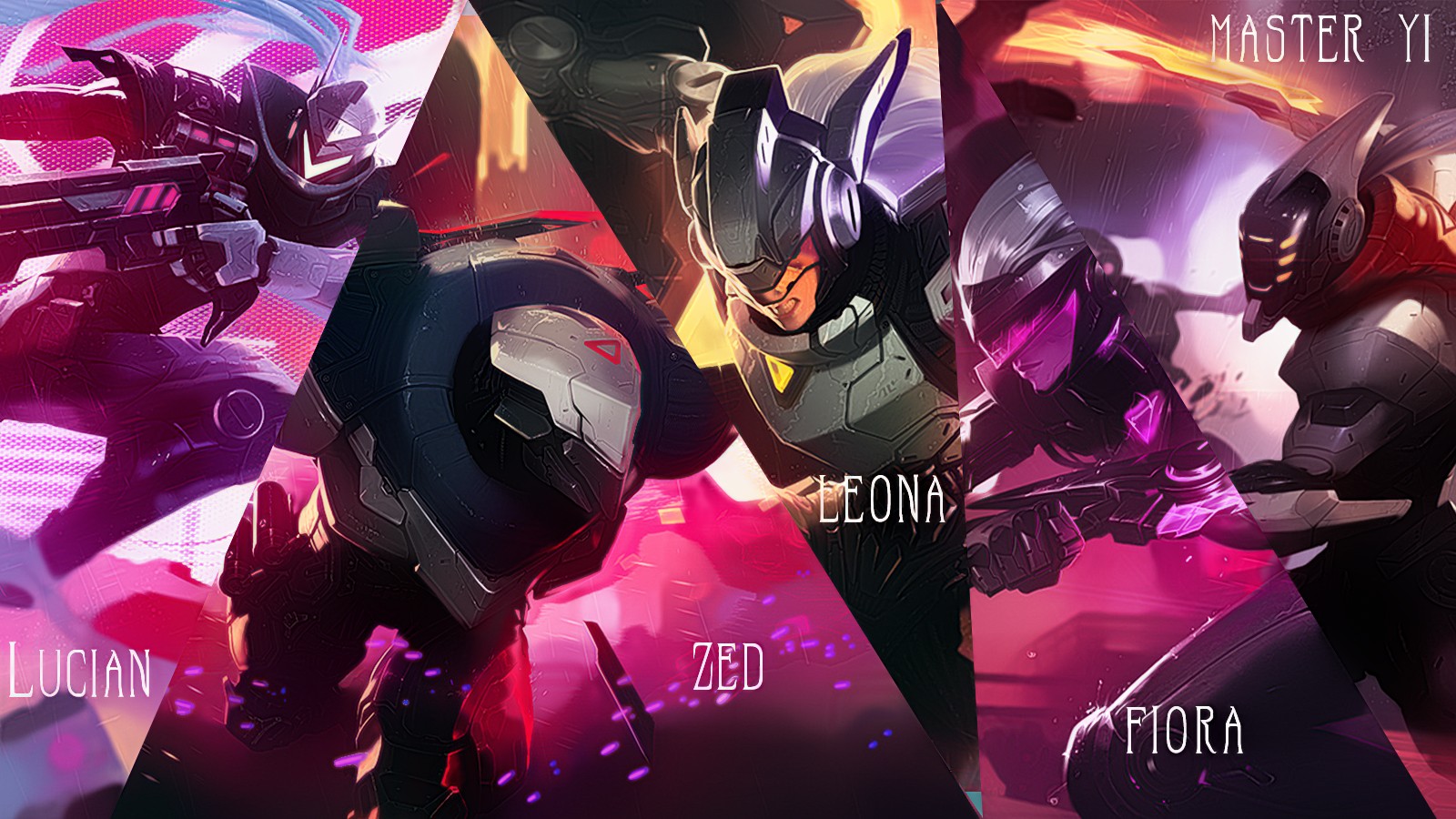 League of Legends Project Skins: Lucian, Zed, Leona, Fiora, Master Yi HD Wallpaper
