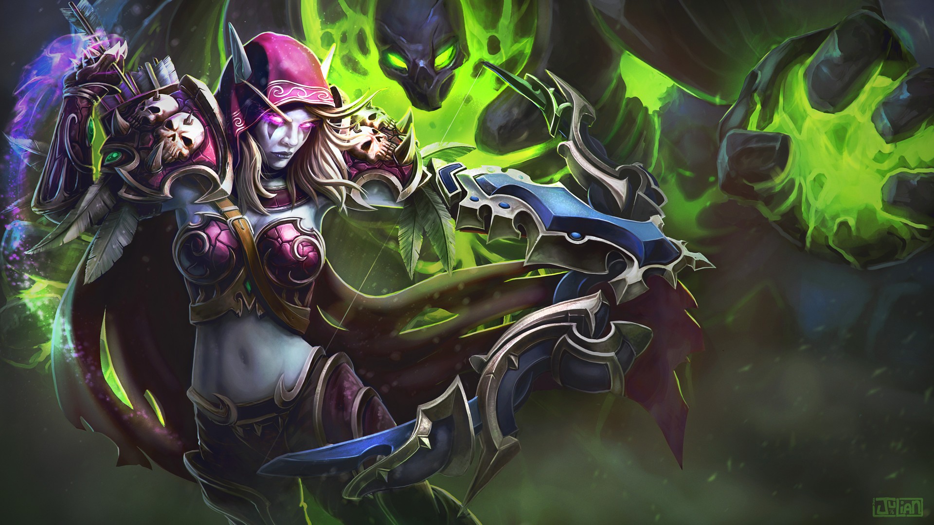 Sylvanas Windrunner from World of Warcraft with a demon HD Wallpaper