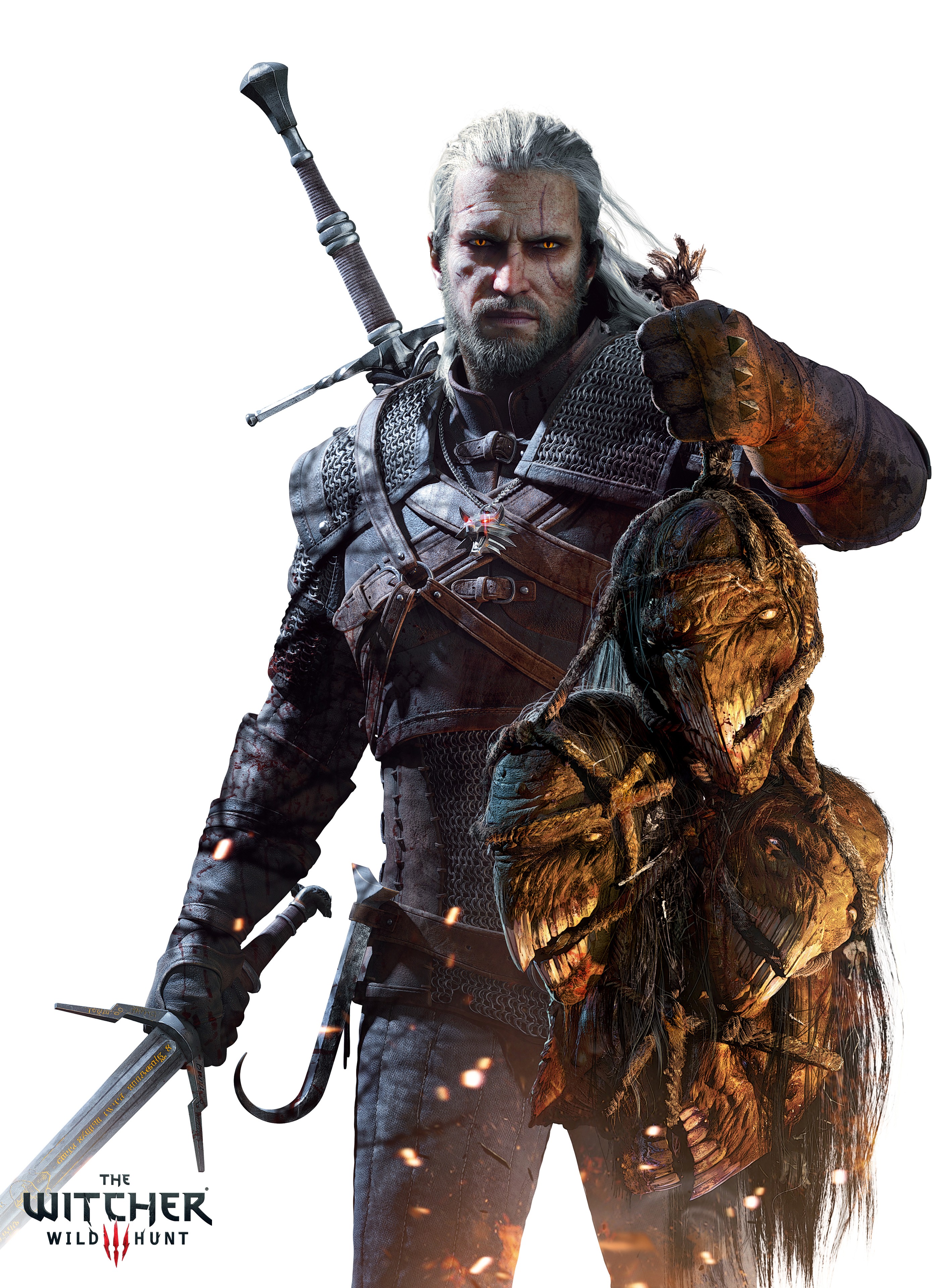 Geralt of Rivia from The Witcher 3: Wild Hunt holding a monster head HD Wallpaper