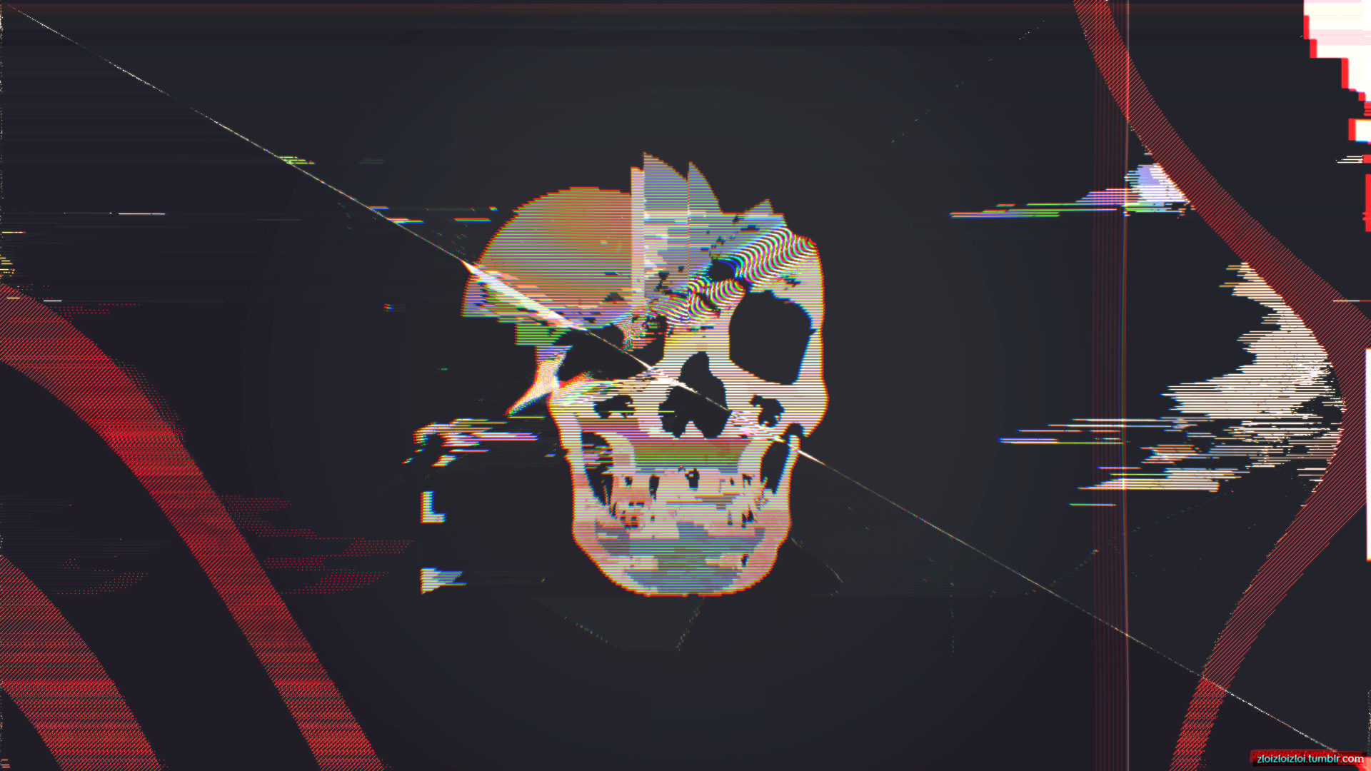 Glitch art skull abstract cyberpunk webpunk HD Wallpaper