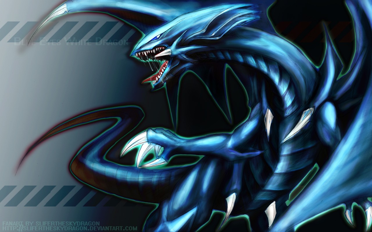 Blue-Eyes White Dragon from Yu-Gi-Oh! HD Wallpaper