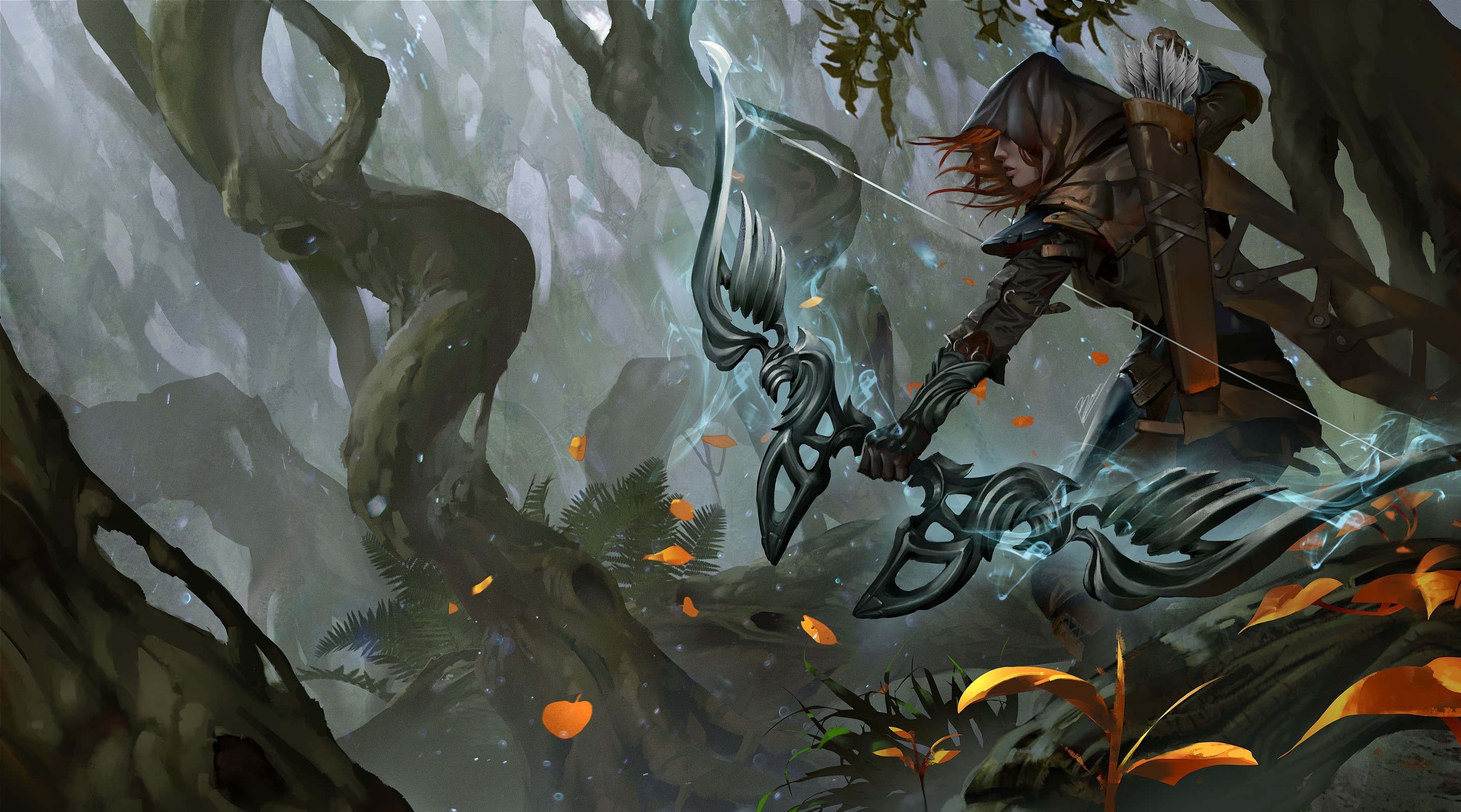 Fantasy Archer in a Forest HD Wallpaper