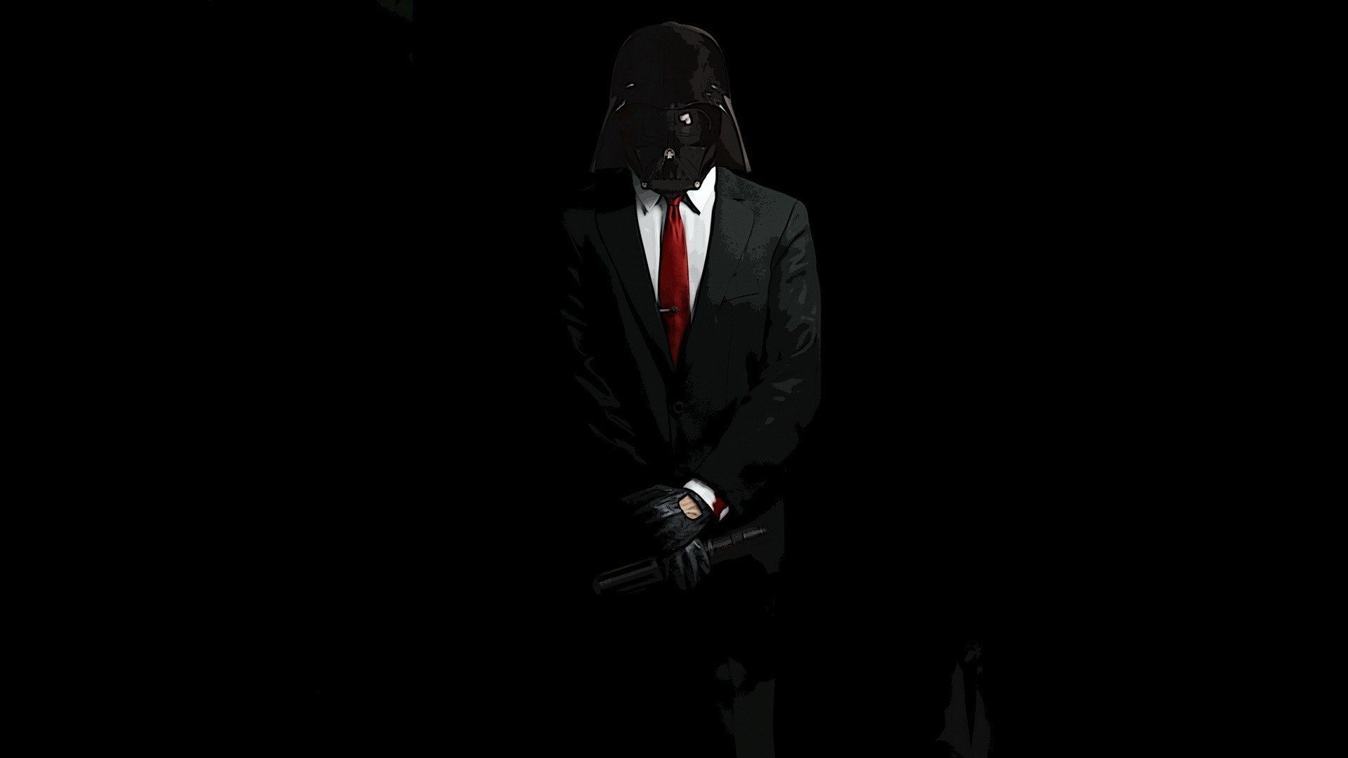 Darth Vader in a suit holding a gun HD Wallpaper