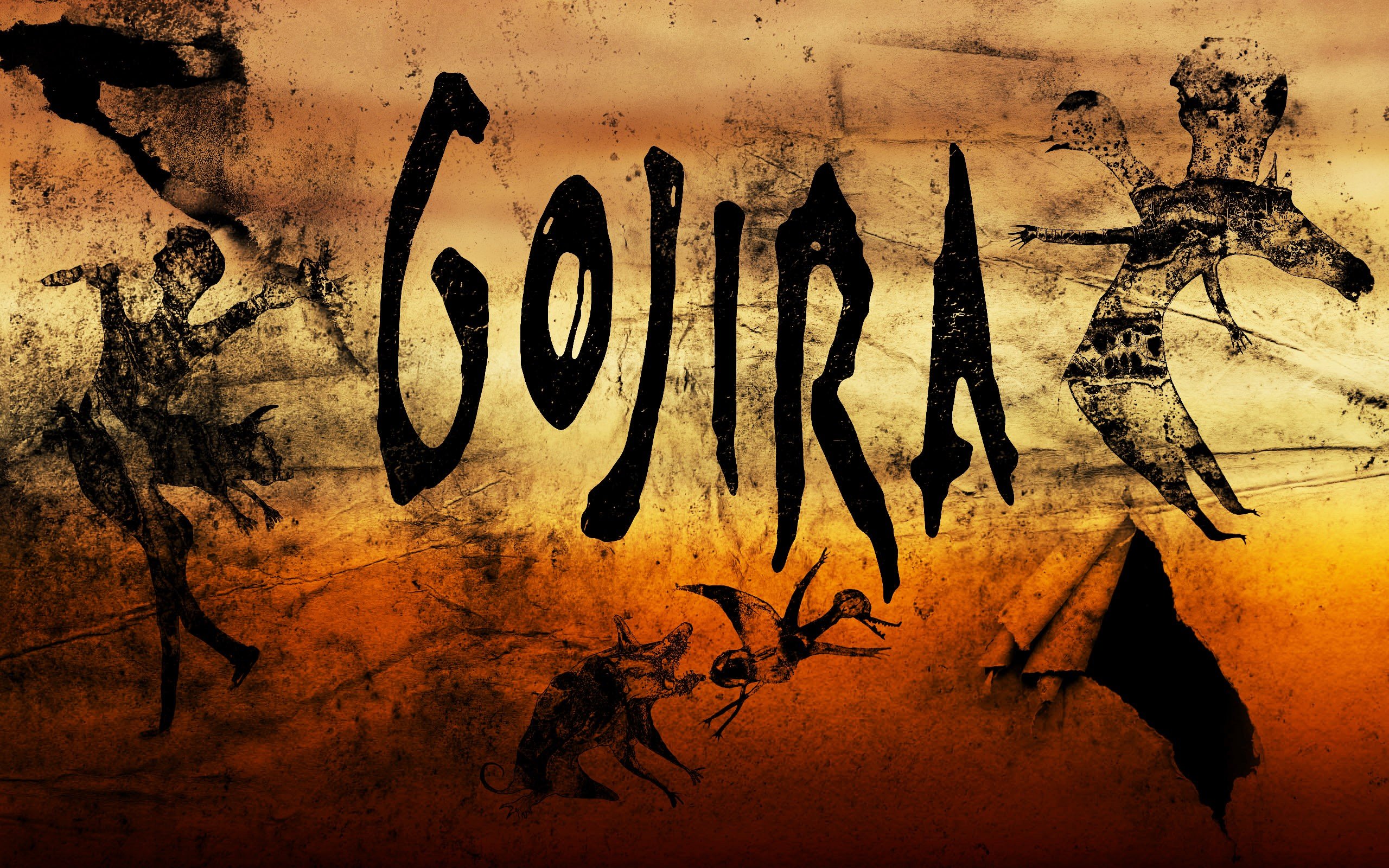 Gojira band logo with abstract figures HD Wallpaper