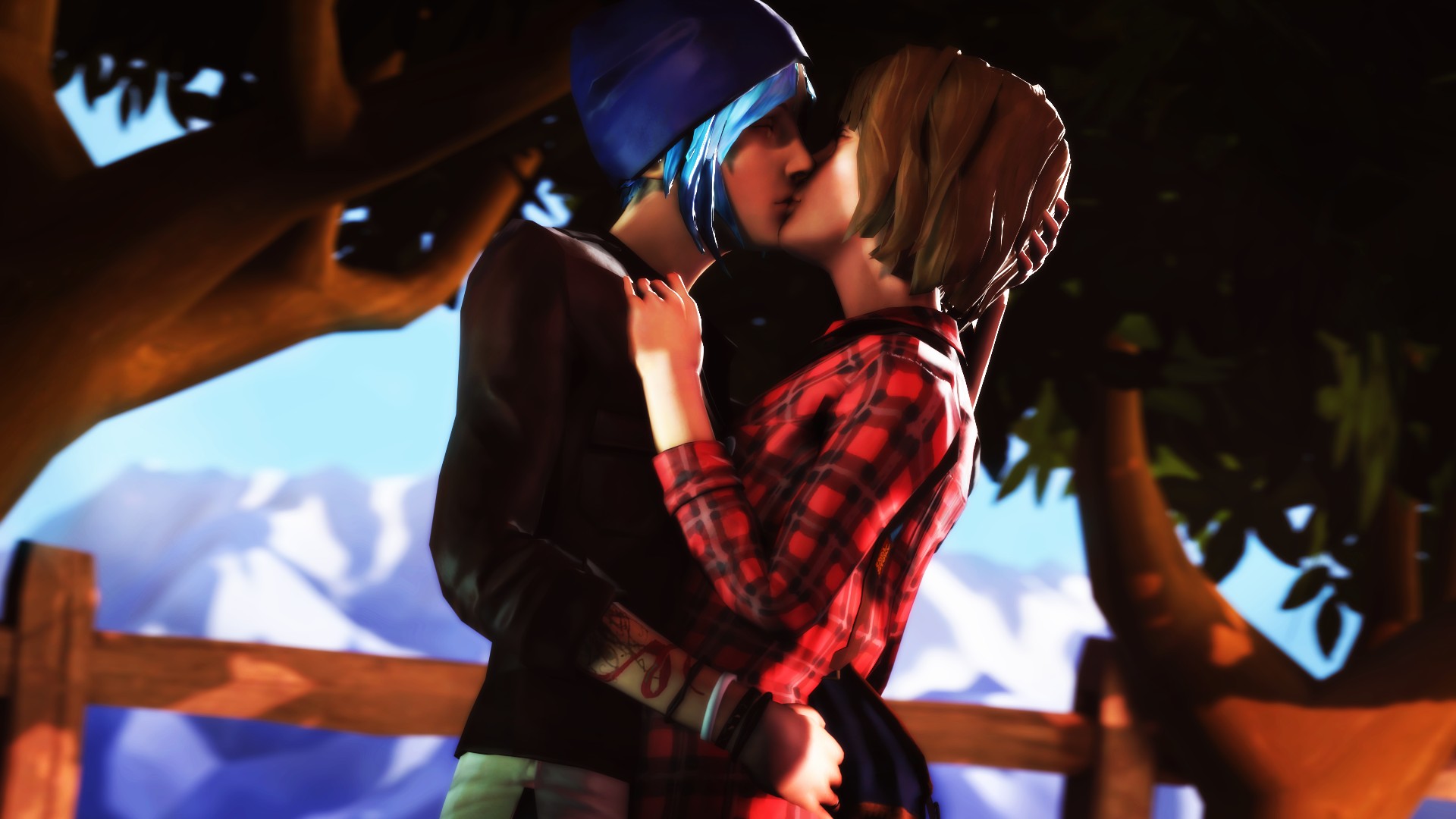 Max Caulfield and Chloe Price kissing in Life is Strange HD Wallpaper