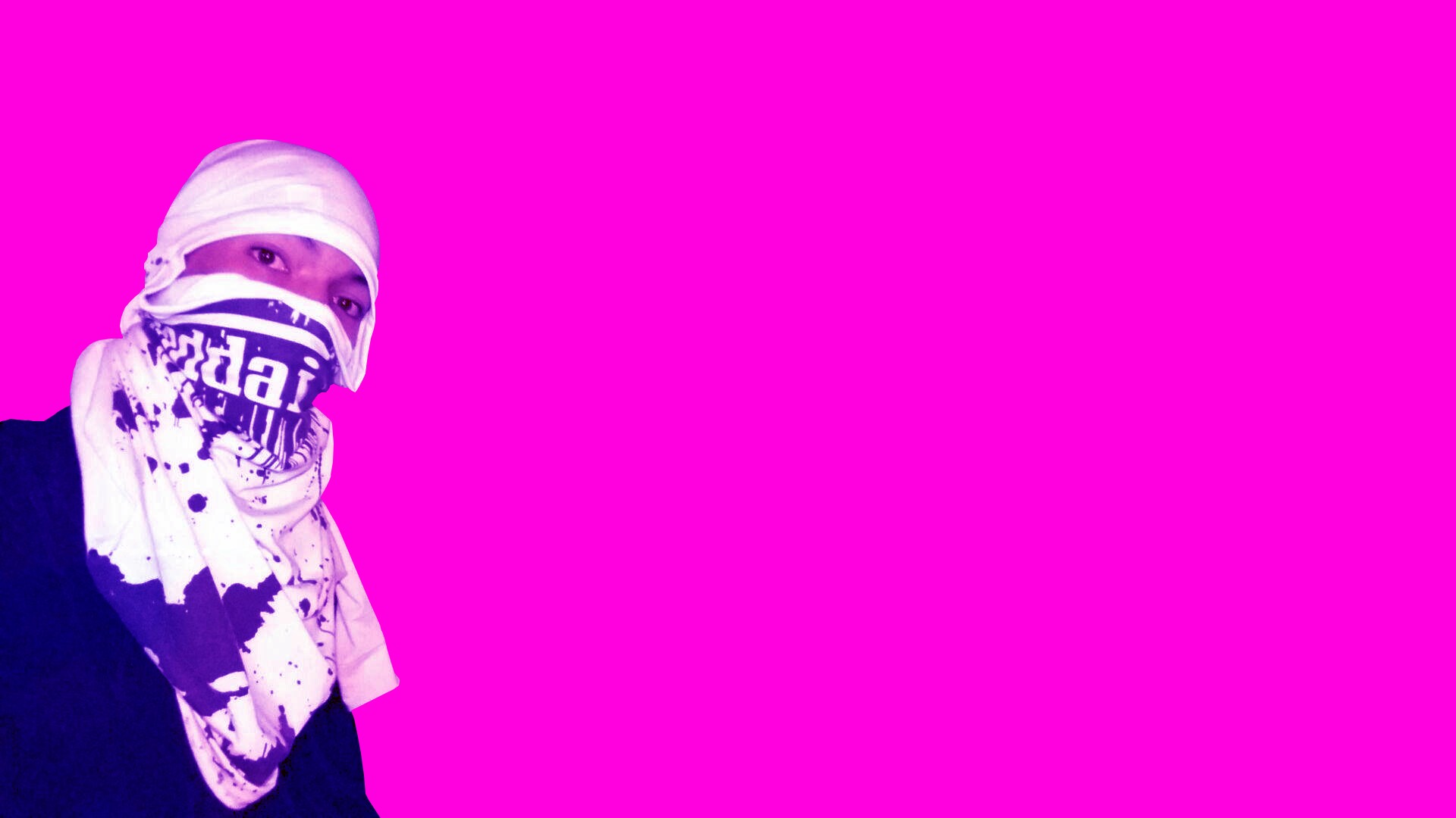 Person wearing bandana against pink background HD Wallpaper