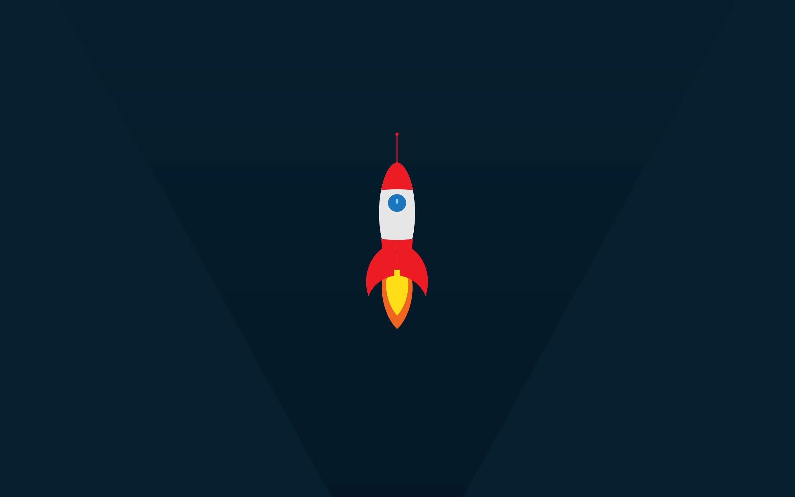 Minimalist rocket launch in dark blue space HD Wallpaper