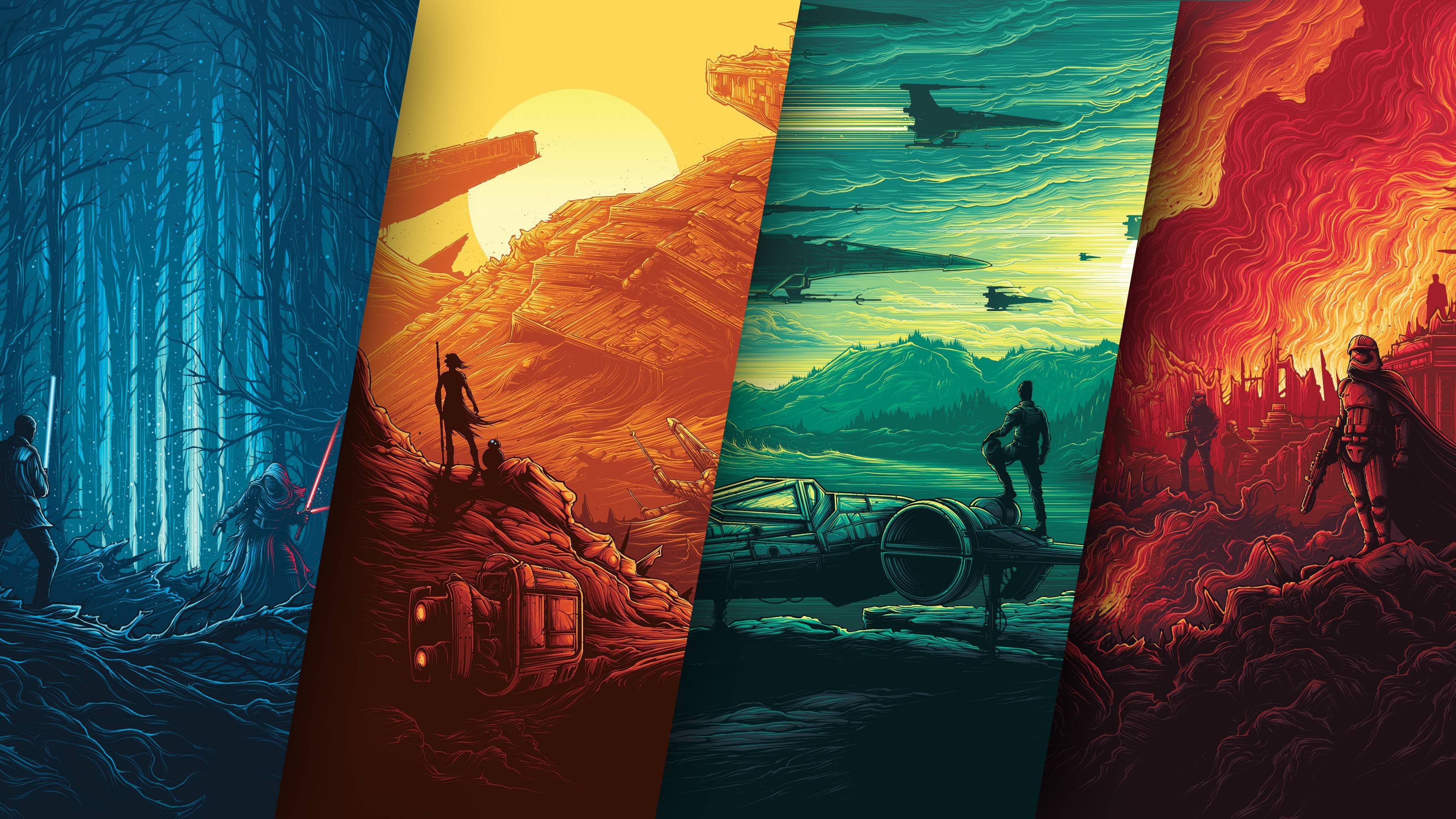Star Wars characters in different environments HD Wallpaper
