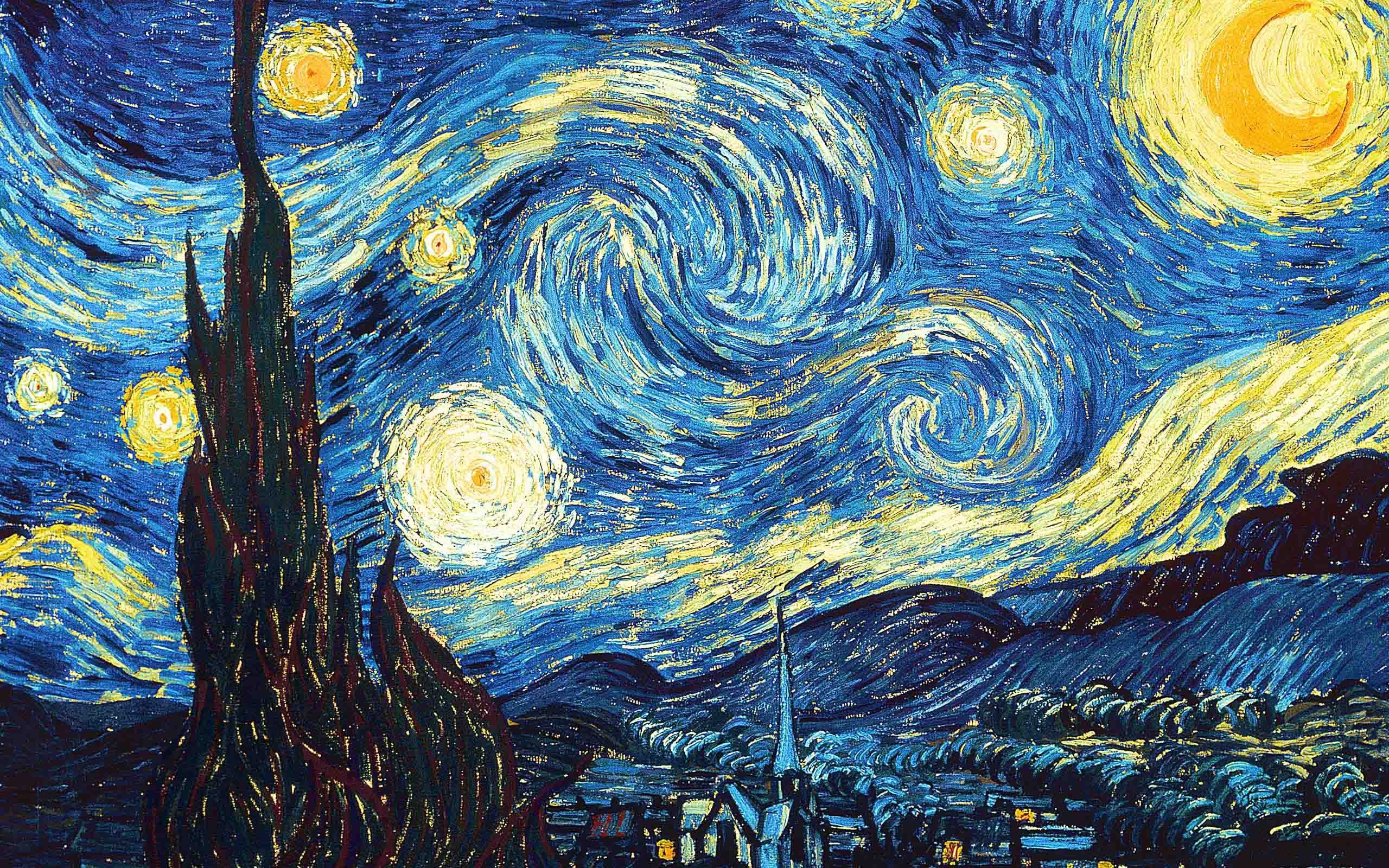 The Starry Night by Vincent van Gogh HD Wallpaper