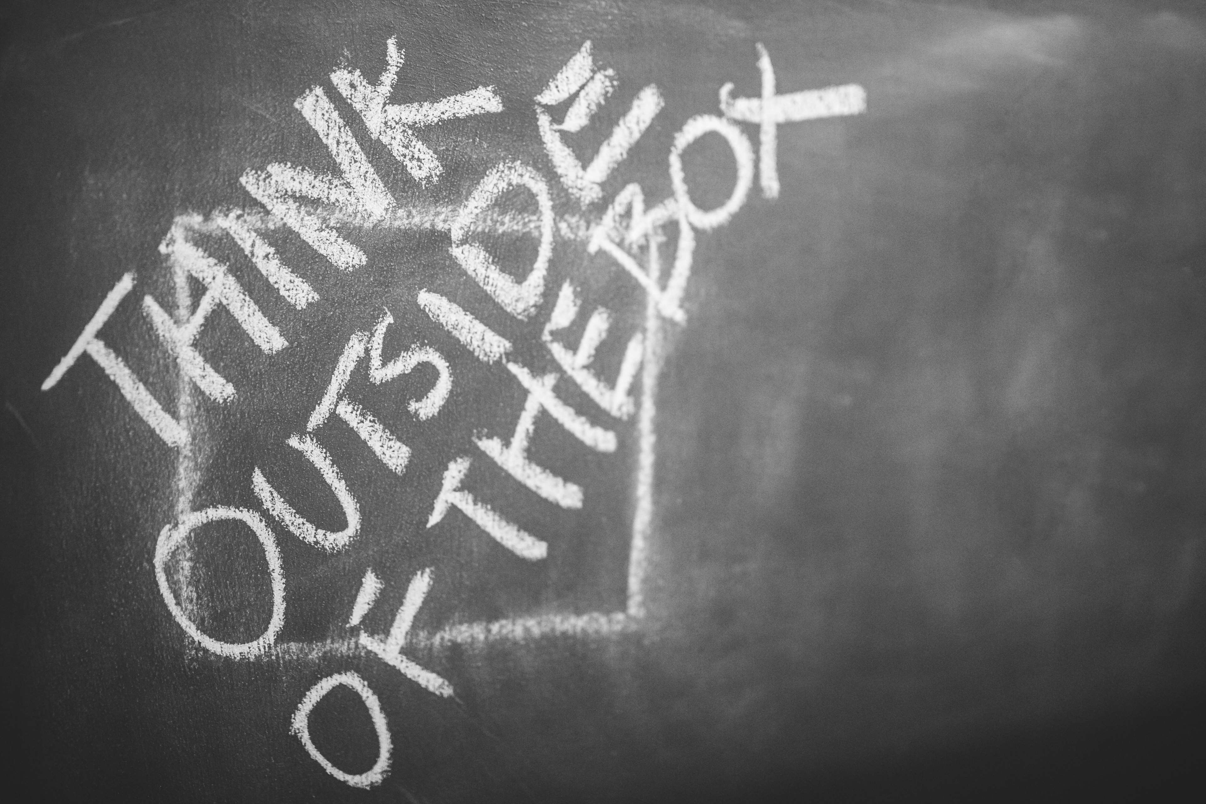 Think Outside The Box Chalkboard Quote 4K HD Wallpaper