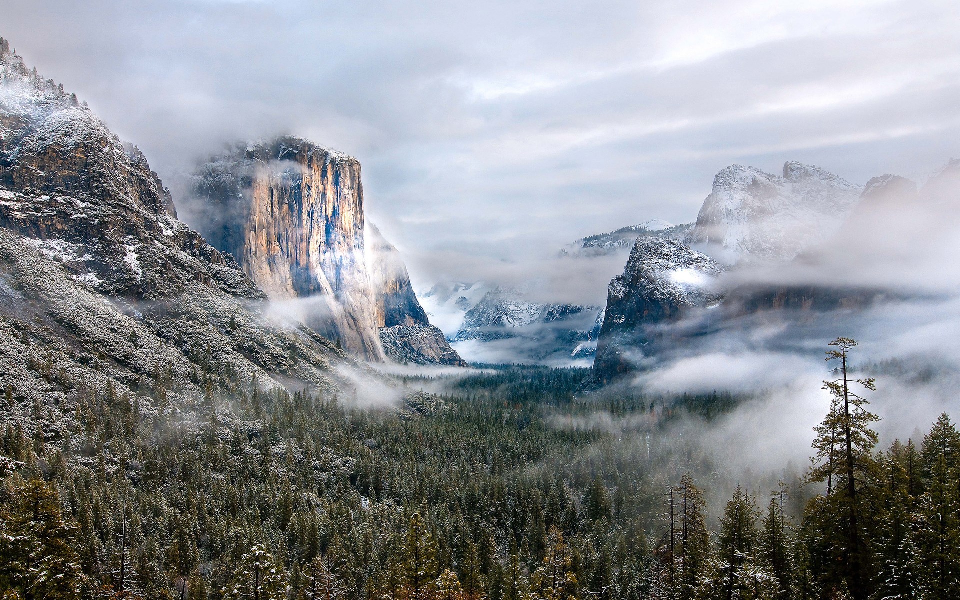 El Capitan and Bridalveil Fall in Yosemite Valley HD Wallpaper